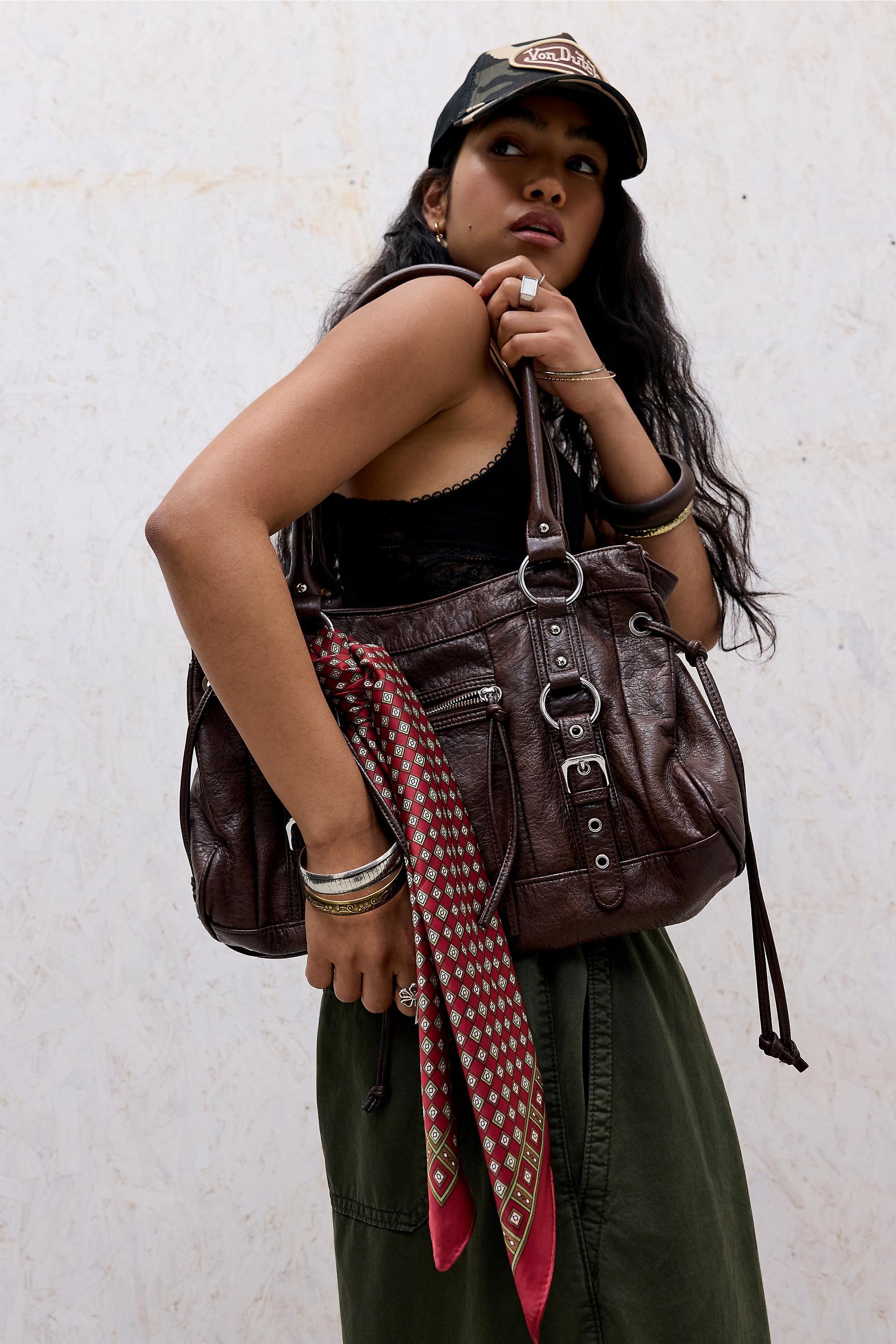 Brown Bdg Jude Black Faux Leather Shoulder Bag, BRN, large image number 0