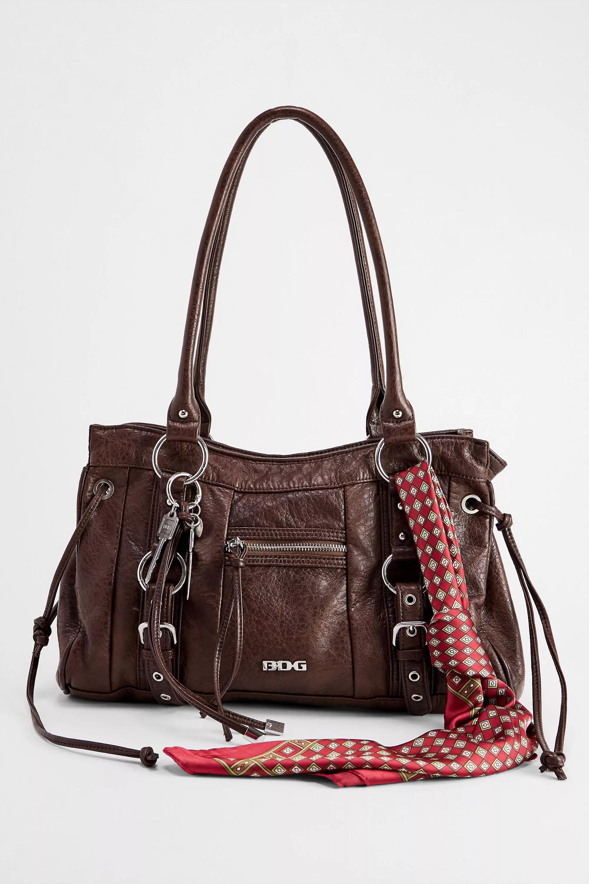 Brown Bdg Jude Black Faux Leather Shoulder Bag, BRN, large image number 1