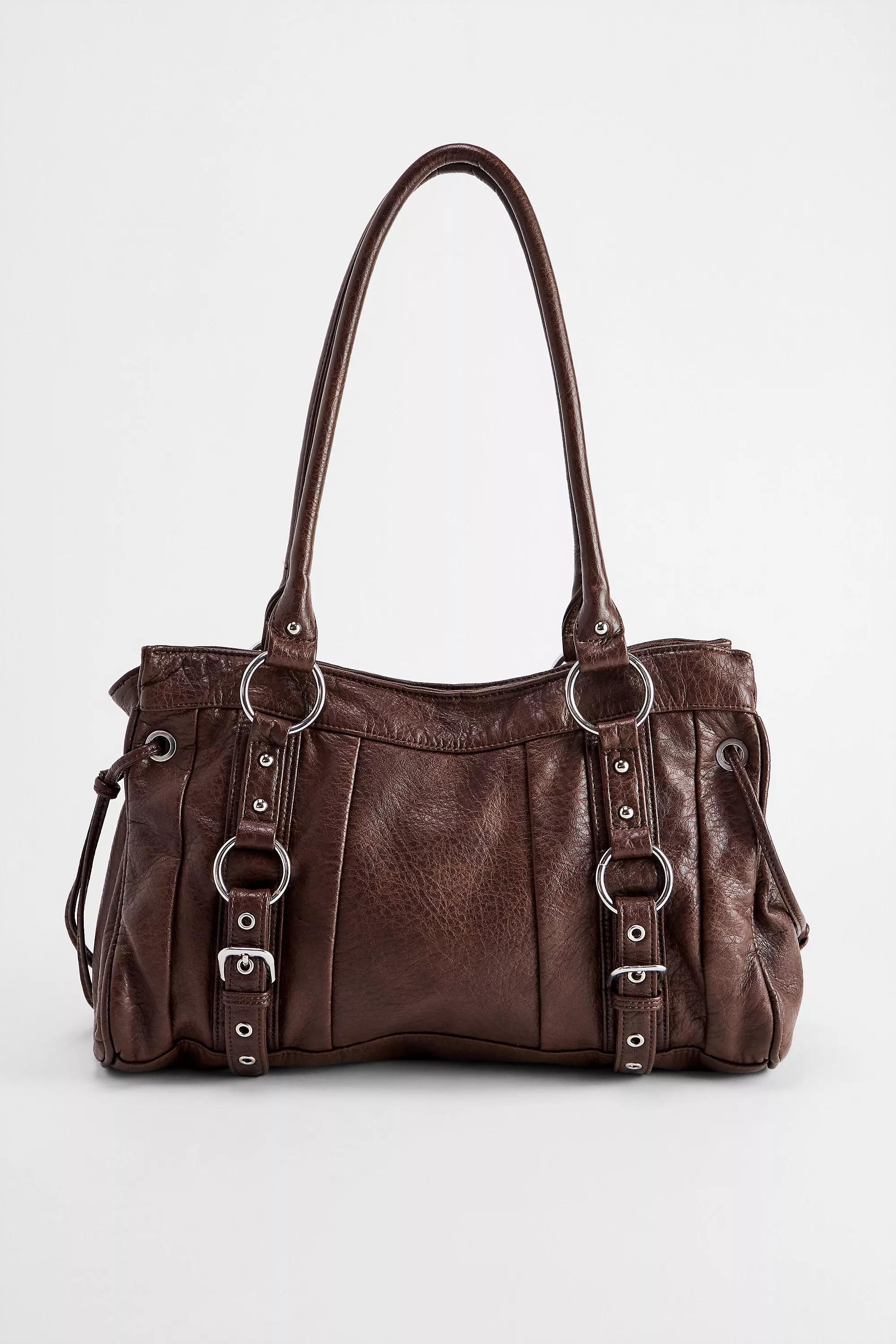 Brown Bdg Jude Black Faux Leather Shoulder Bag, BRN, large image number 4