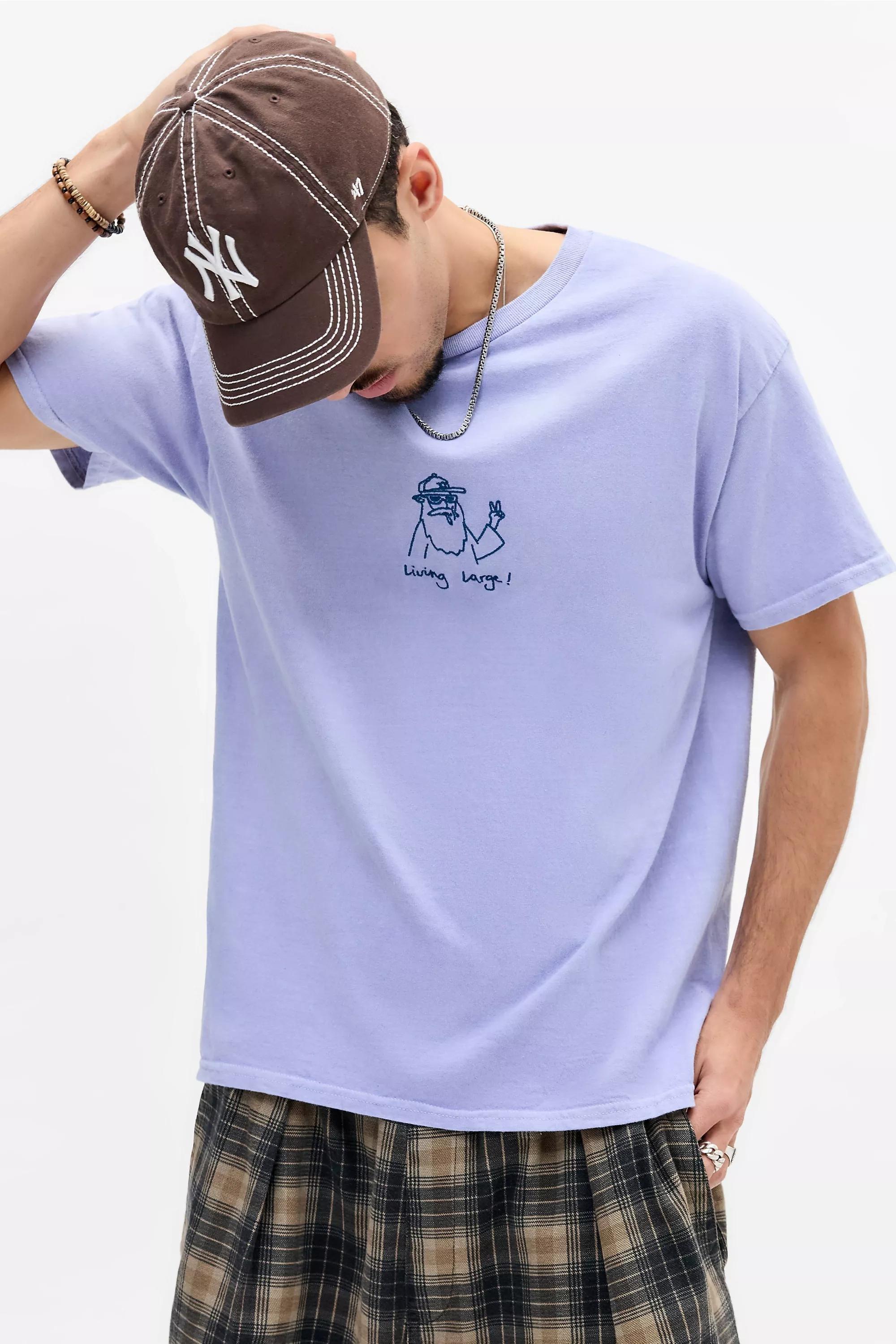 Blue Uo Printed Motif T-Shirt, BLUE, large image number 0