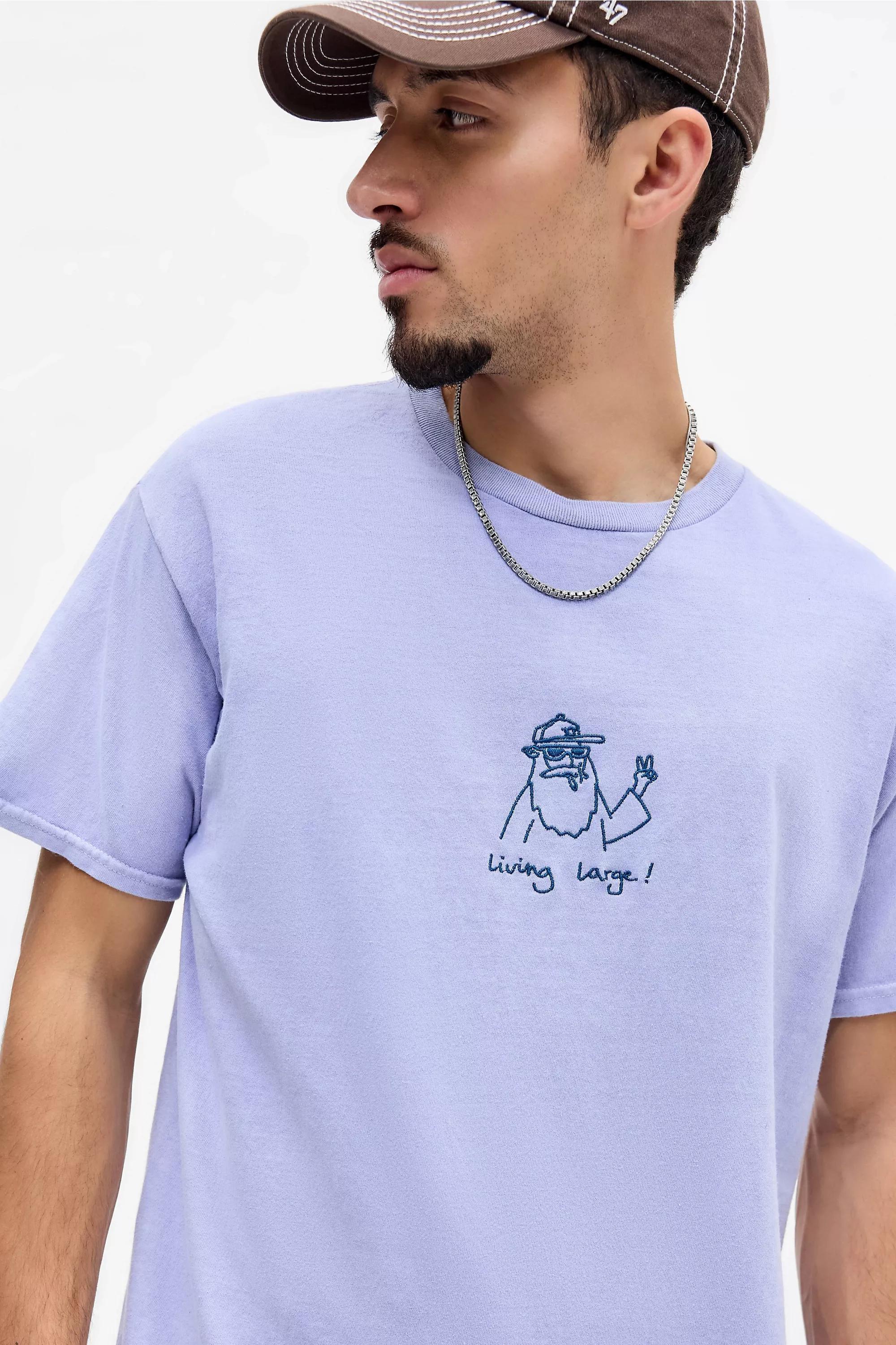 Blue Uo Printed Motif T-Shirt, BLUE, large image number 1