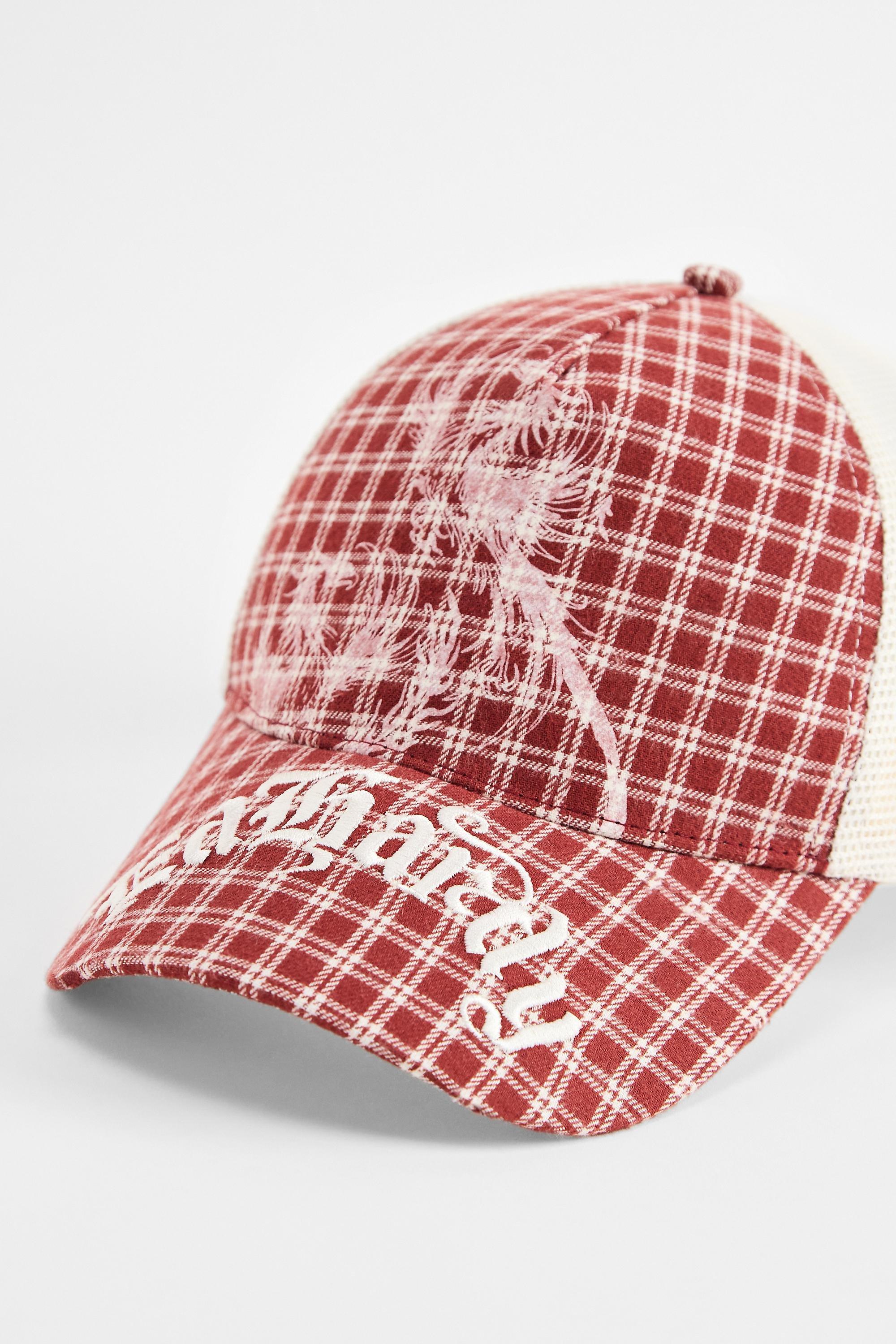 Red Ed Hardy Red Check Trucker Cap, RED, medium