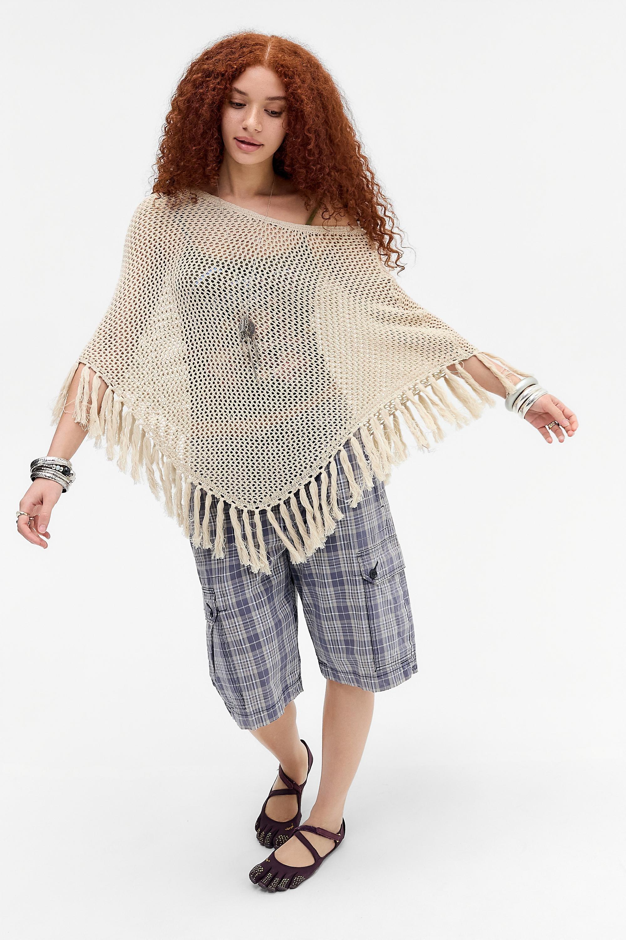 White Uo Jamie Poncho, CREME, large image number 1