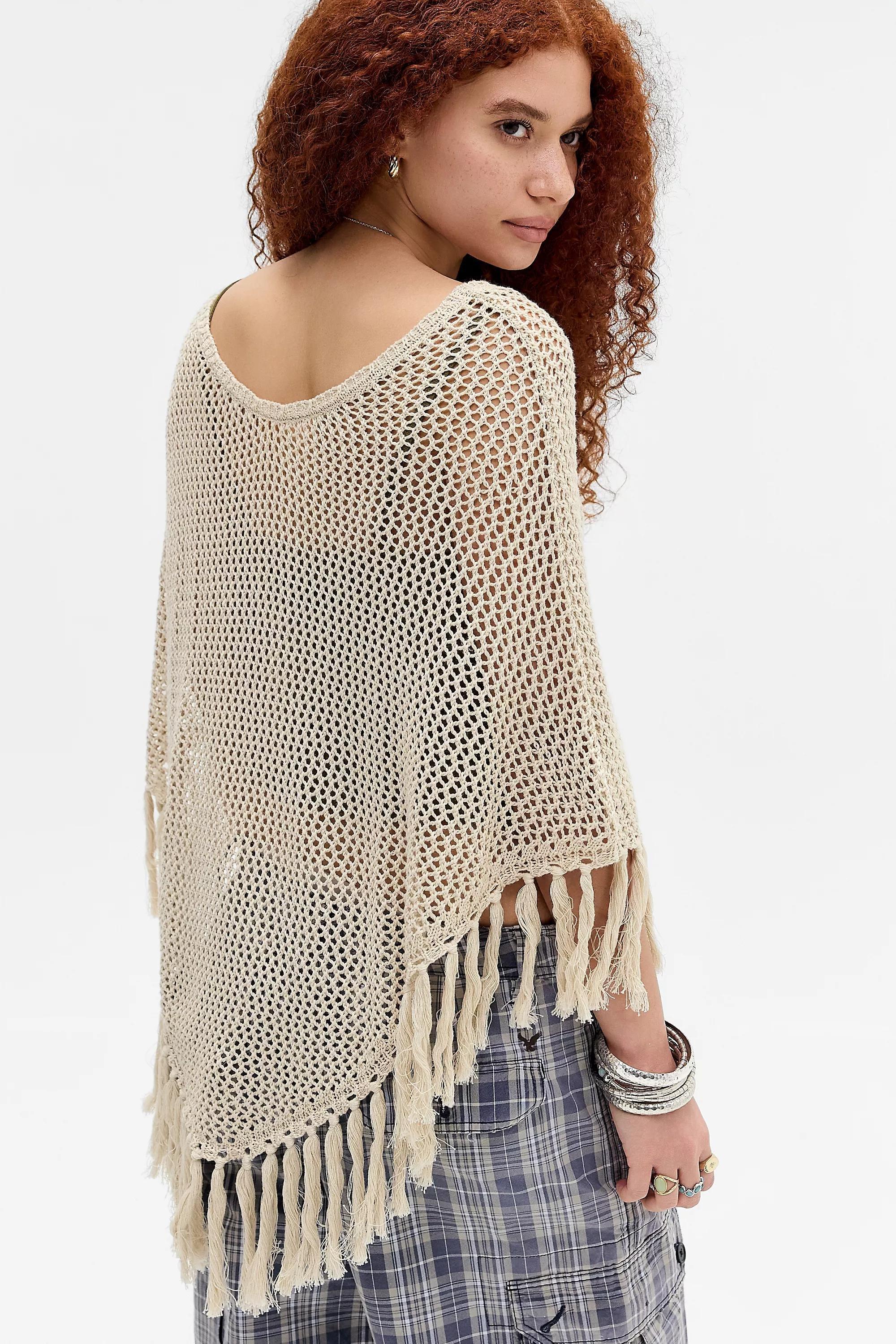 White Uo Jamie Poncho, CREME, large image number 4