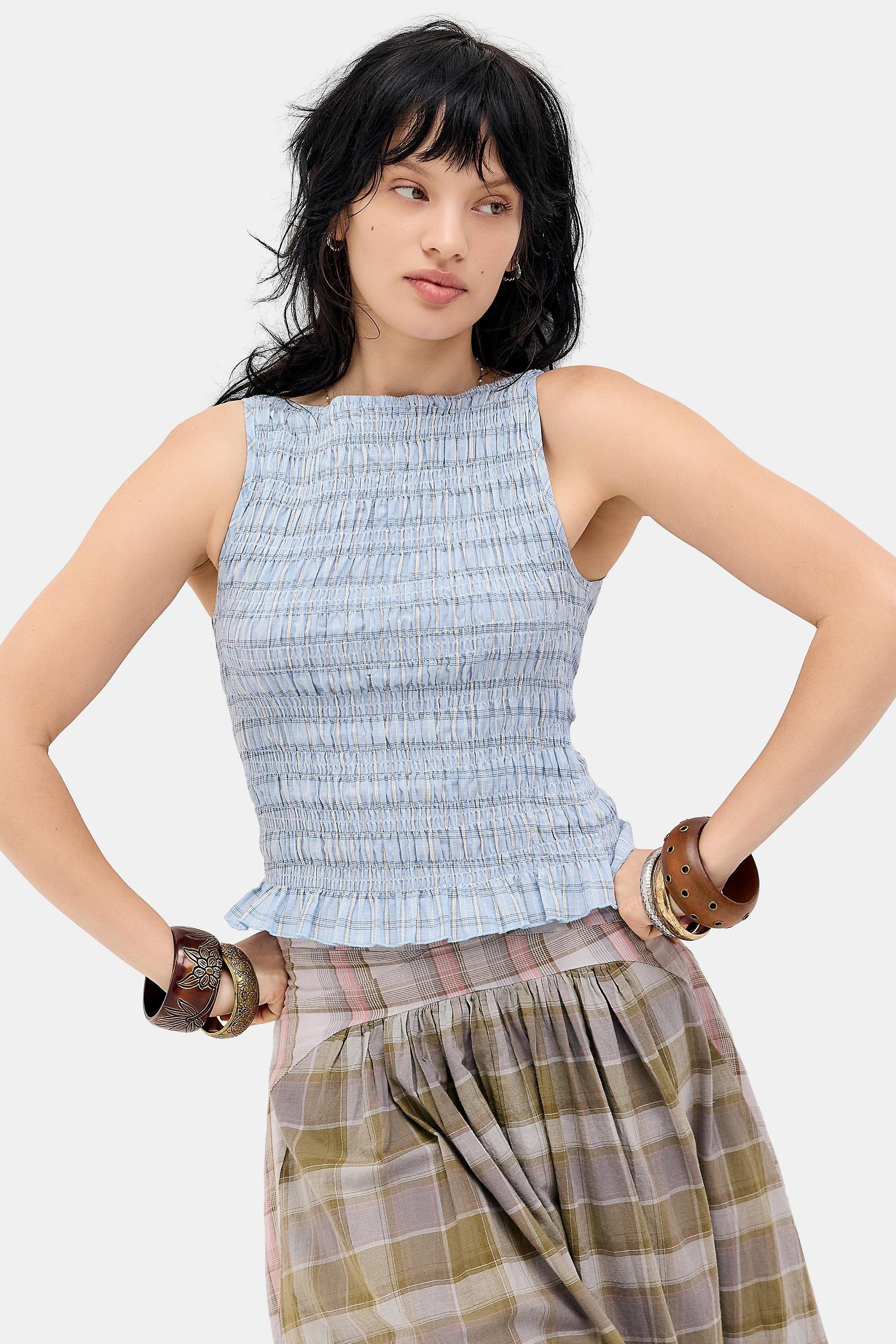 Grey Daisy Street Uo Shirred Top, GREY, large image number 0