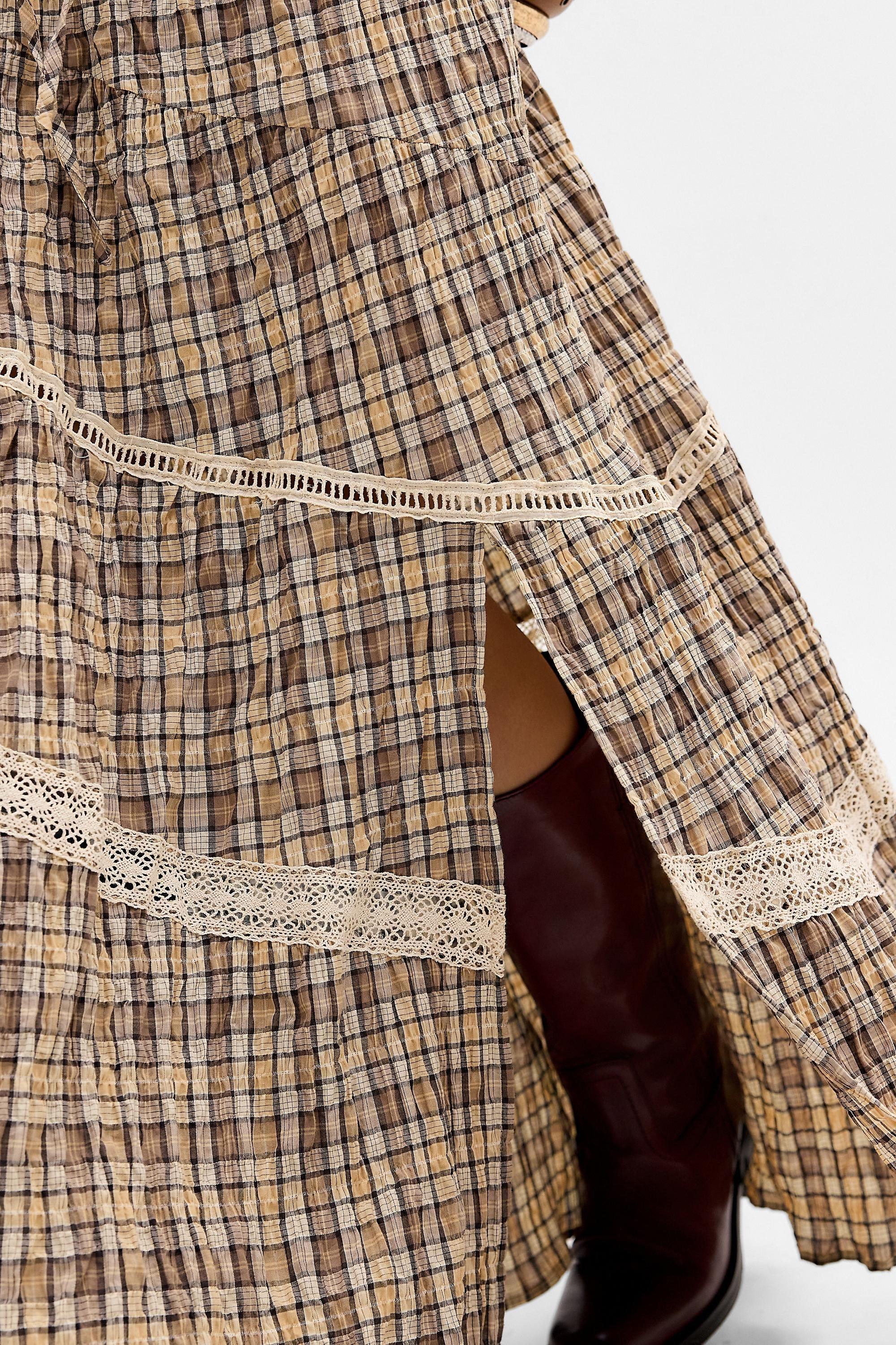 Brown Daisy Street Mid Rise Asymmetric Tiered Skirt, BRN, large image number 2