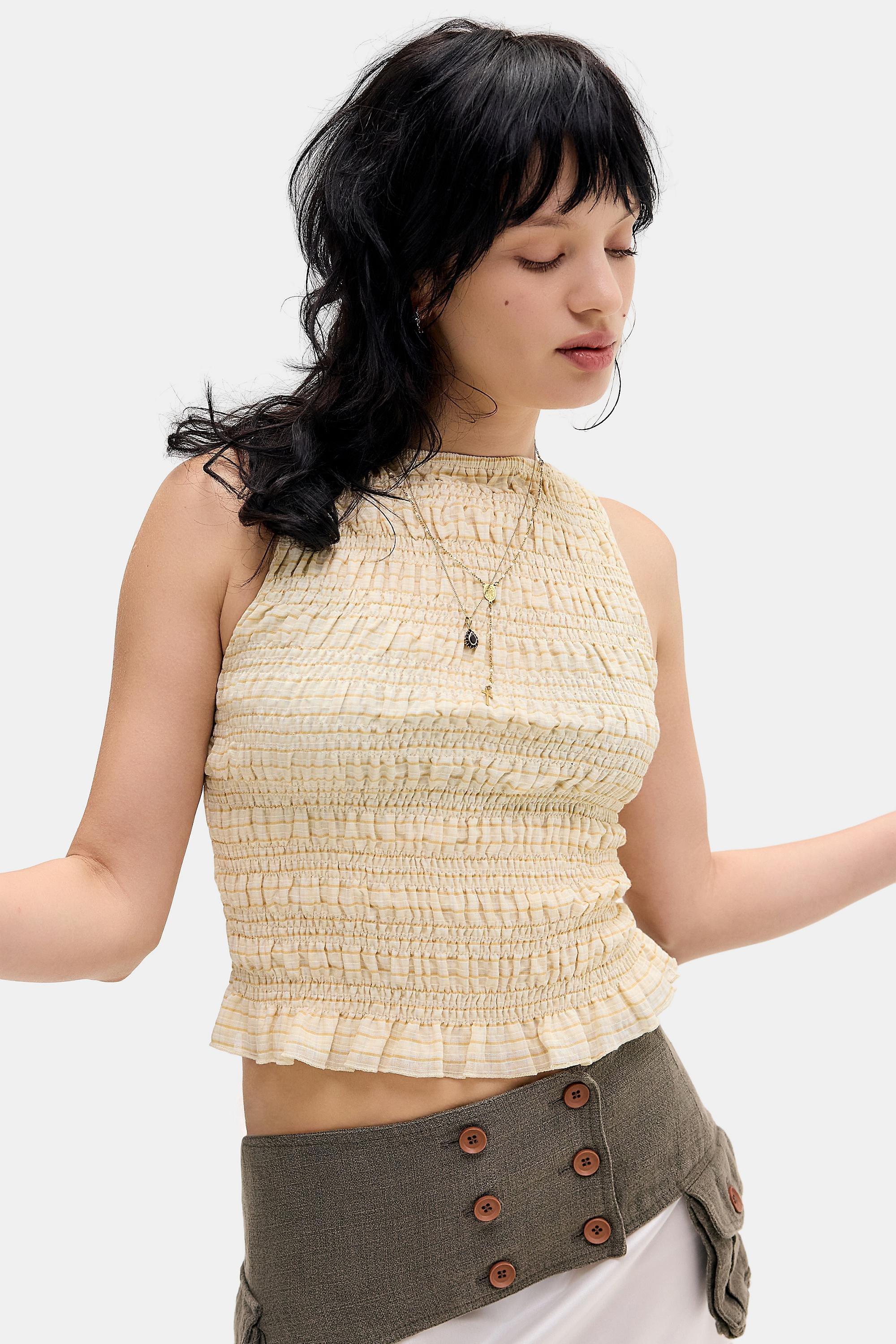 Yellow Daisy Street Uo Exclusive Shirred Top, YEL, large image number 0