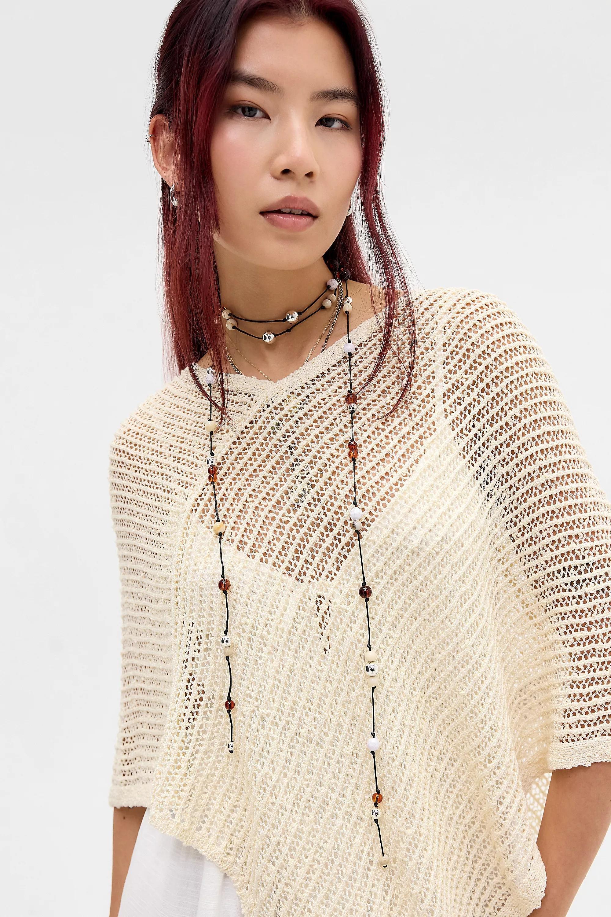 Gold Silence + Noise Tonal Beaded Wrap Choker, GOLD, large image number 0