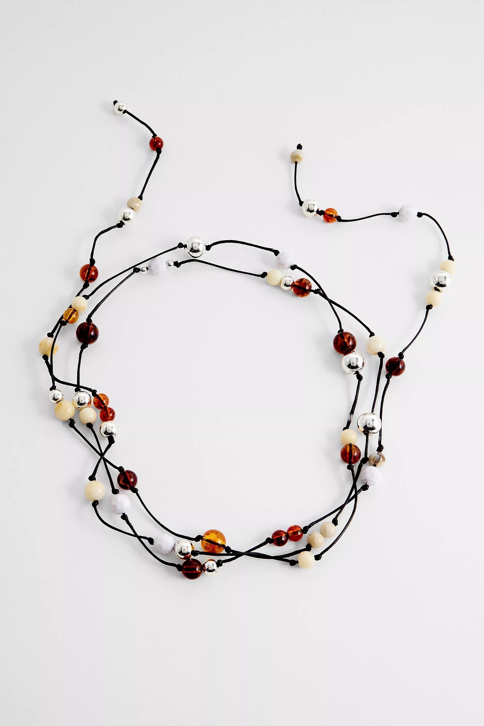 Gold Silence + Noise Tonal Beaded Wrap Choker, GOLD, large image number 1