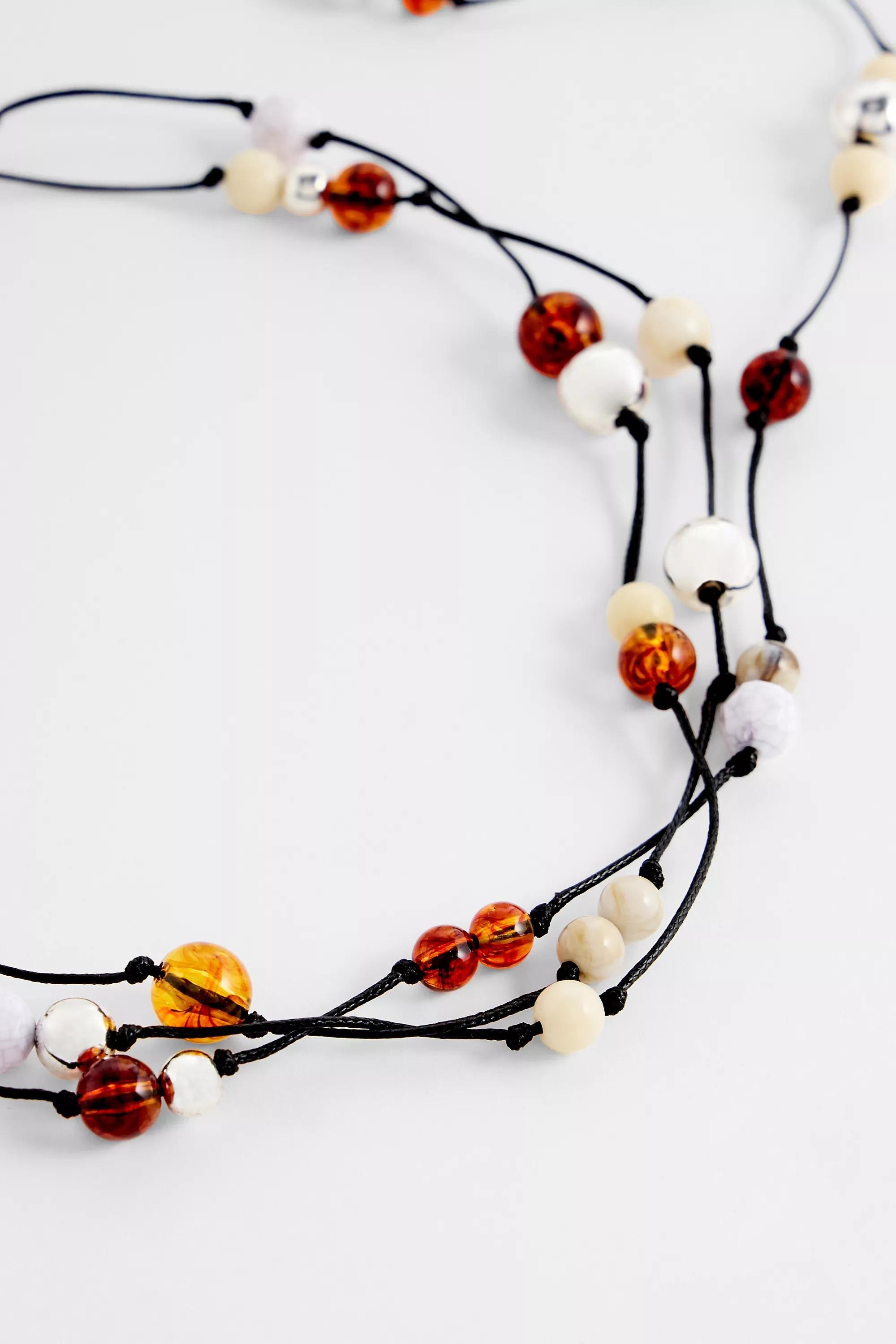 Gold Silence + Noise Tonal Beaded Wrap Choker, GOLD, large image number 2