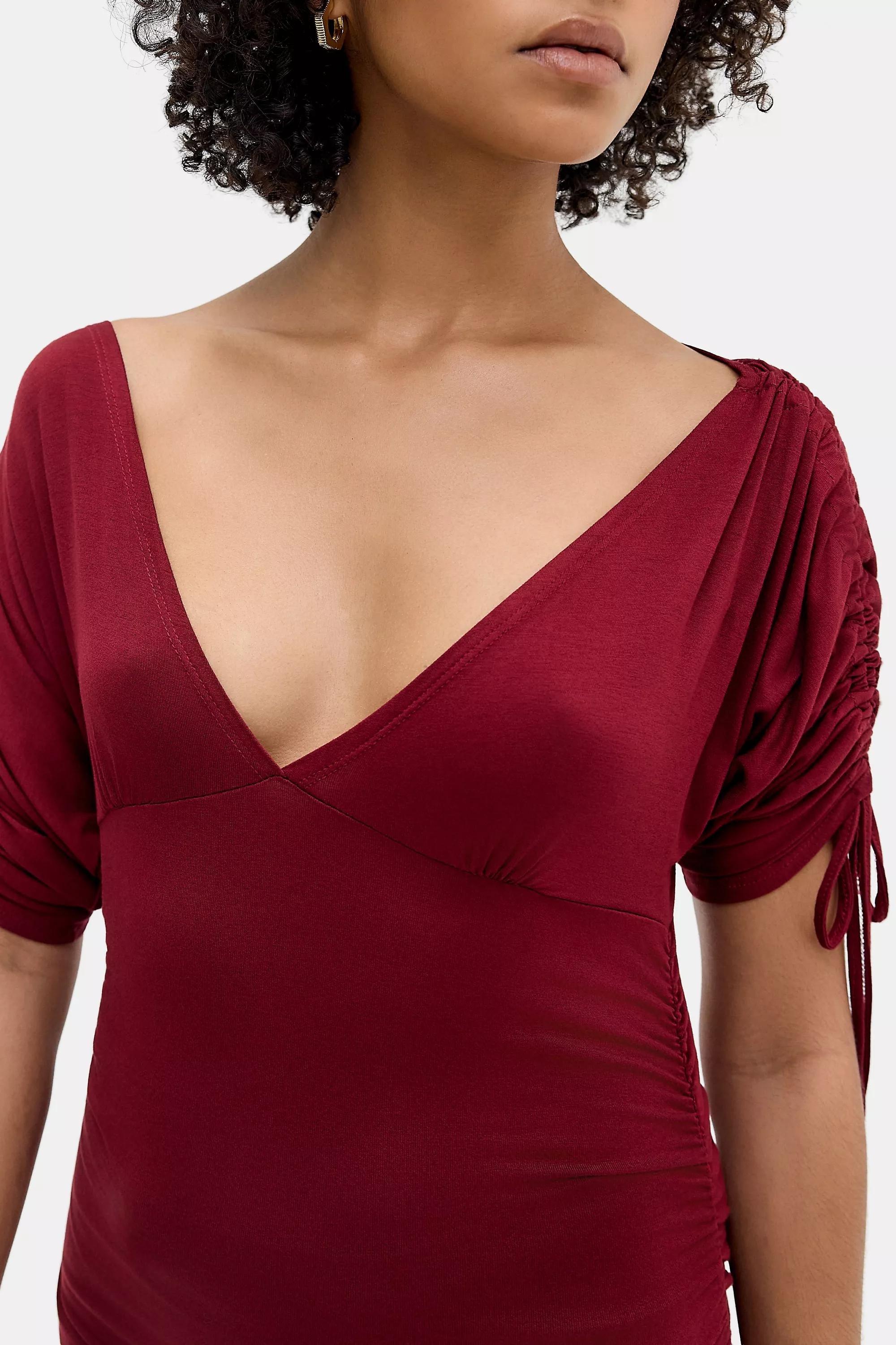 Wine Silence + Noise Batwing Ruched Top, WINE, large image number 1