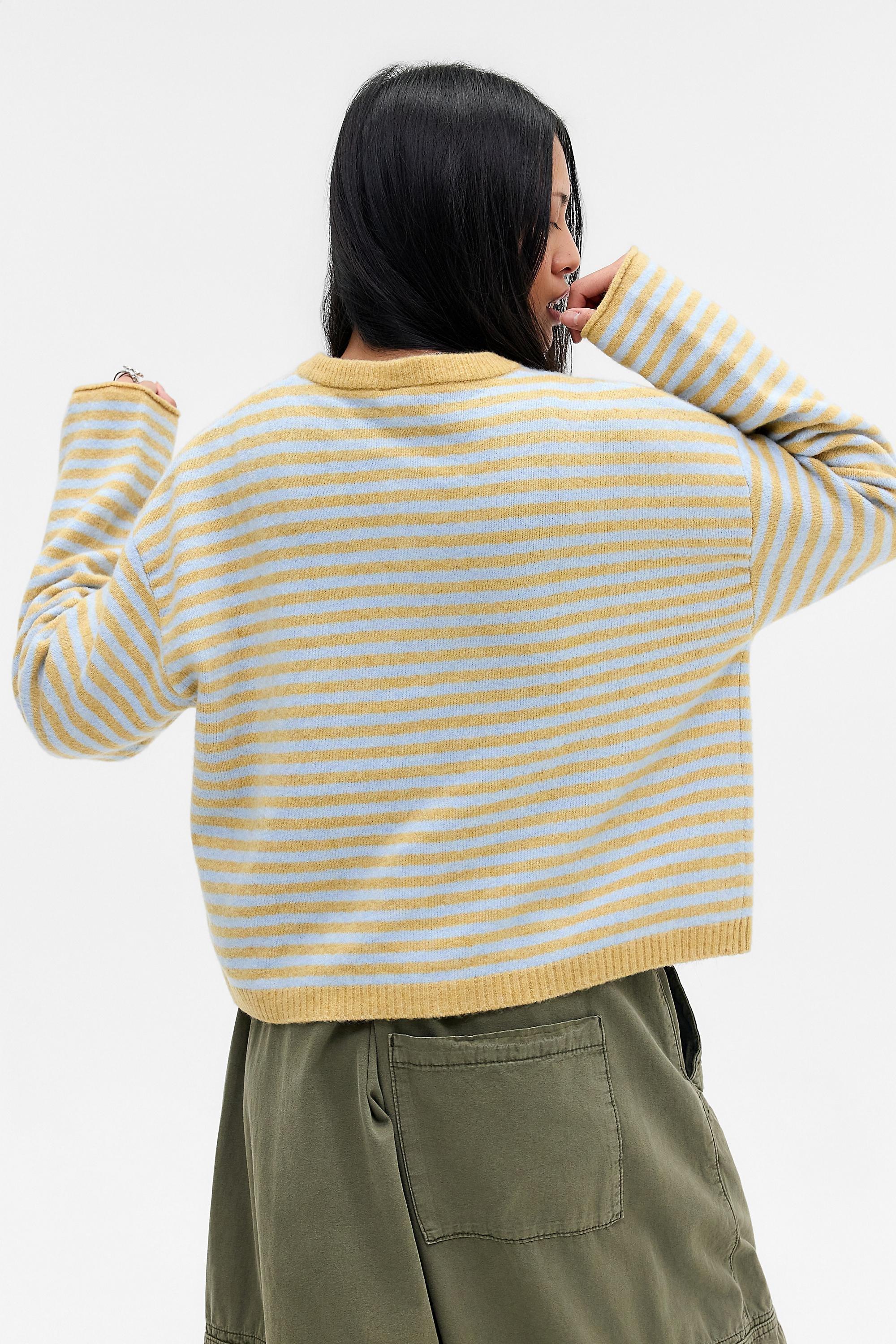 Yellow Uo Marlowe Crew Cardigan, YL, large image number 3