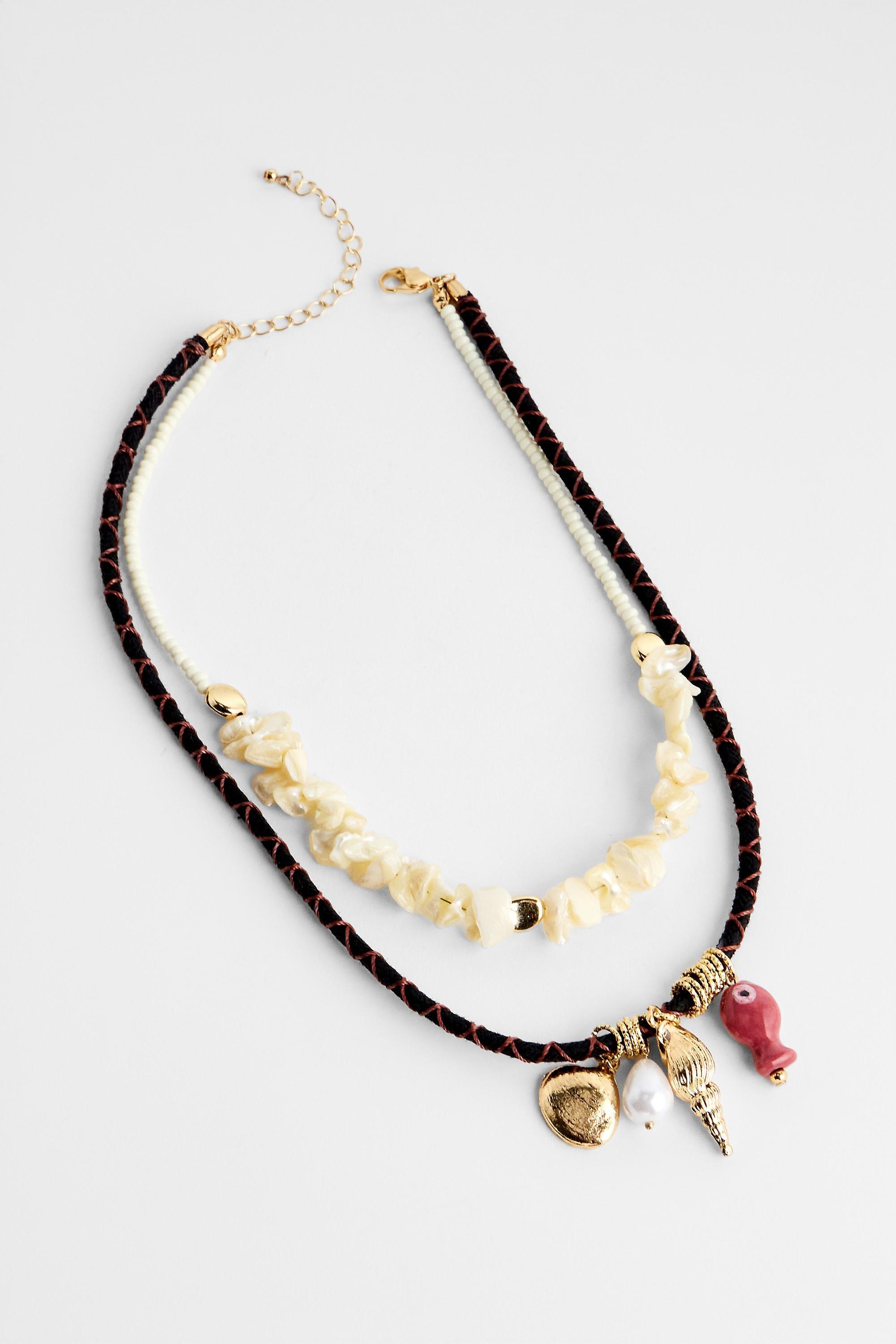 Gold Silence + Noise Double Layer Fish Charm Rope Necklace, GOLD, large image number 1