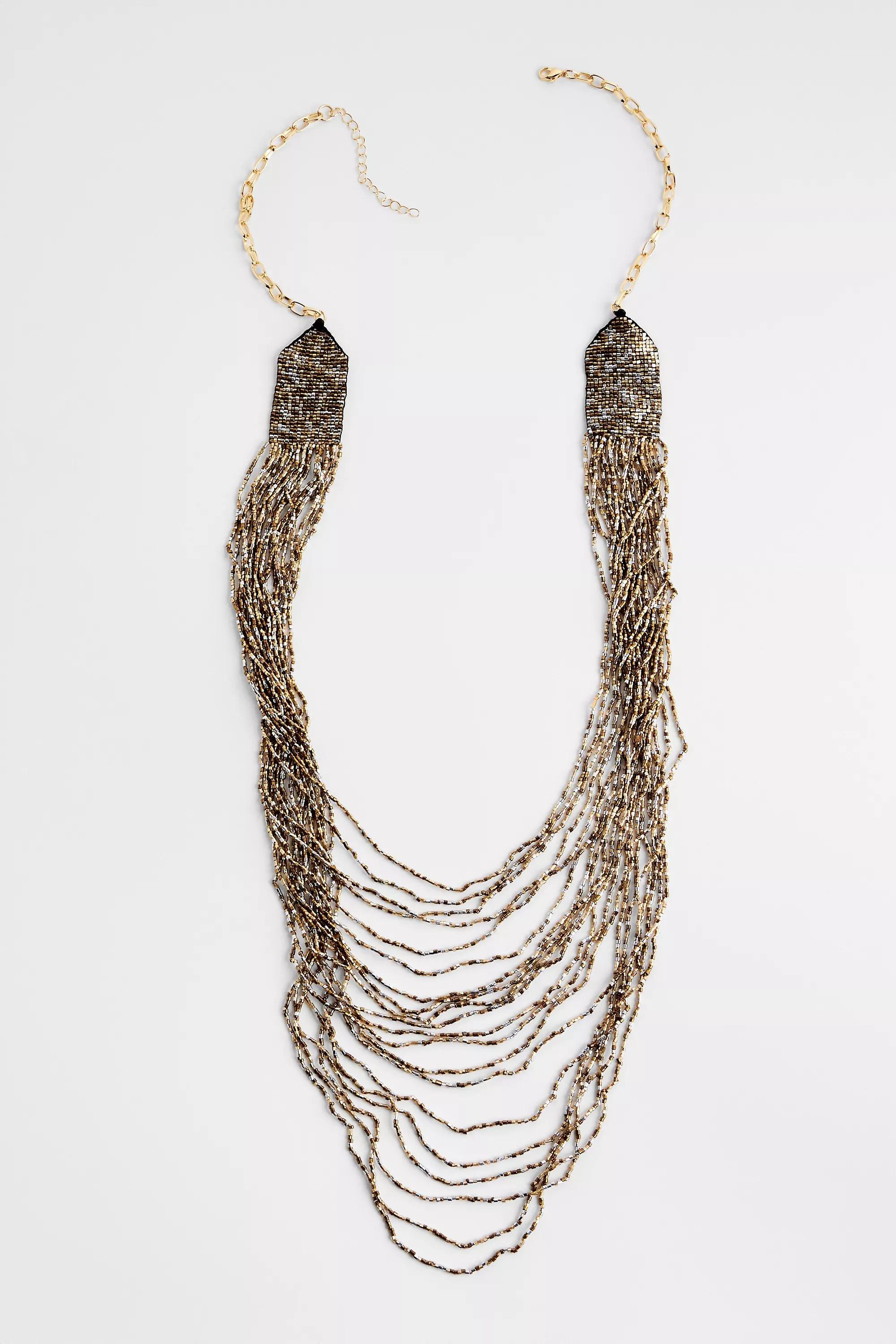 Gold Silence + Noise Longline Layered Drape Necklace, GOLD, medium