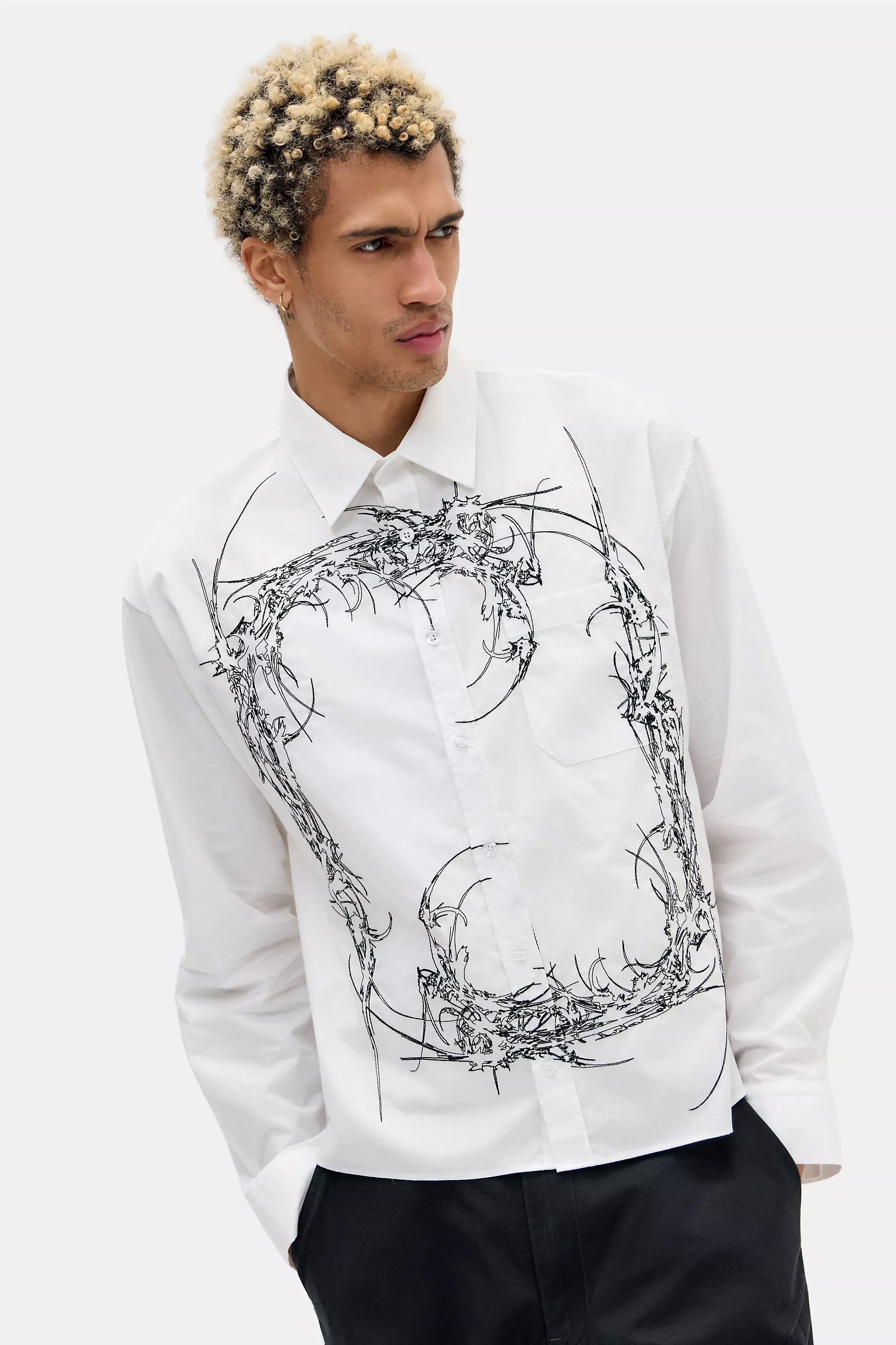 White Jaded London Opaque Embroidered Shirt, WHT, large image number 0