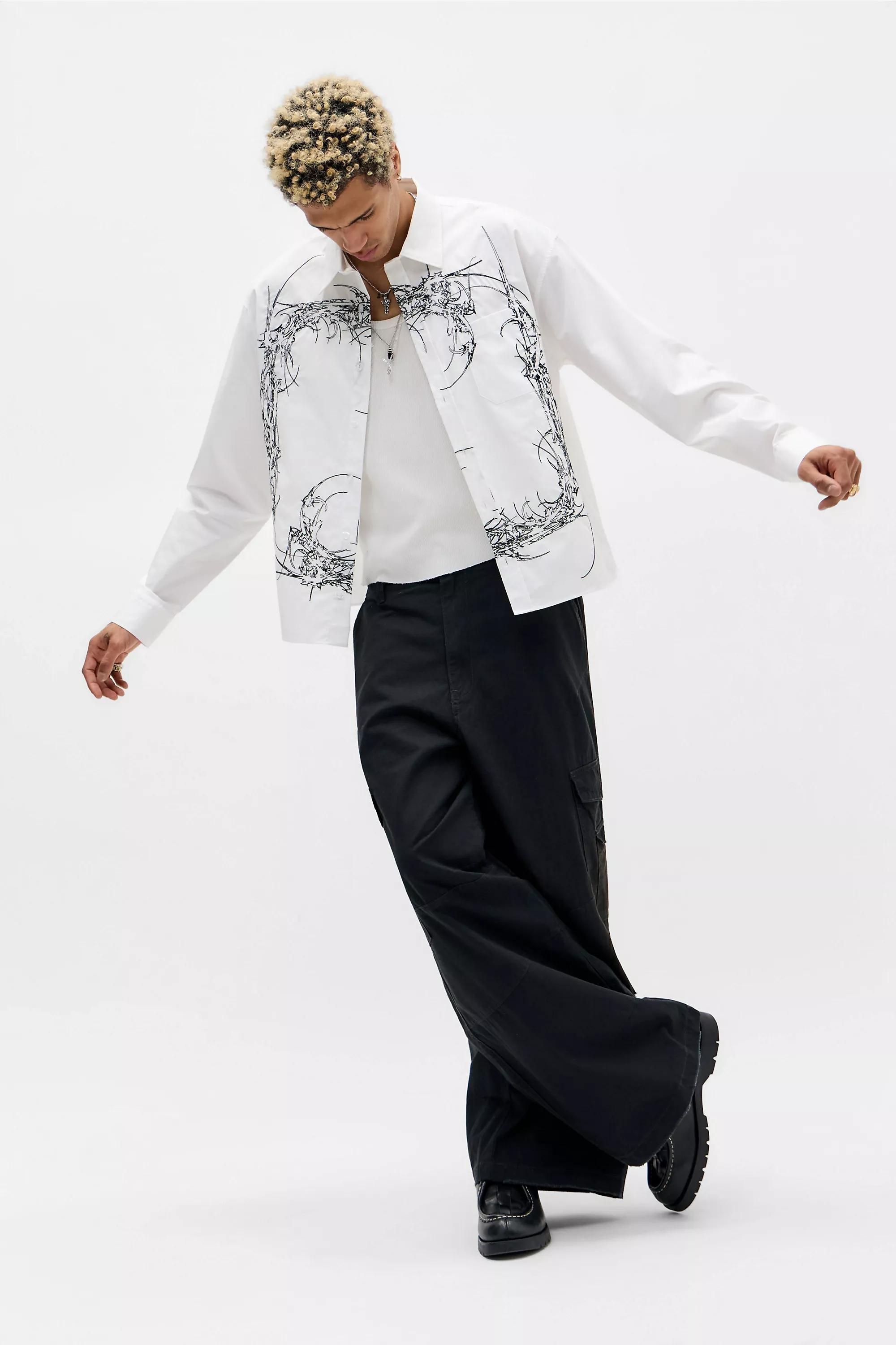 White Jaded London Opaque Embroidered Shirt, WHT, large image number 1