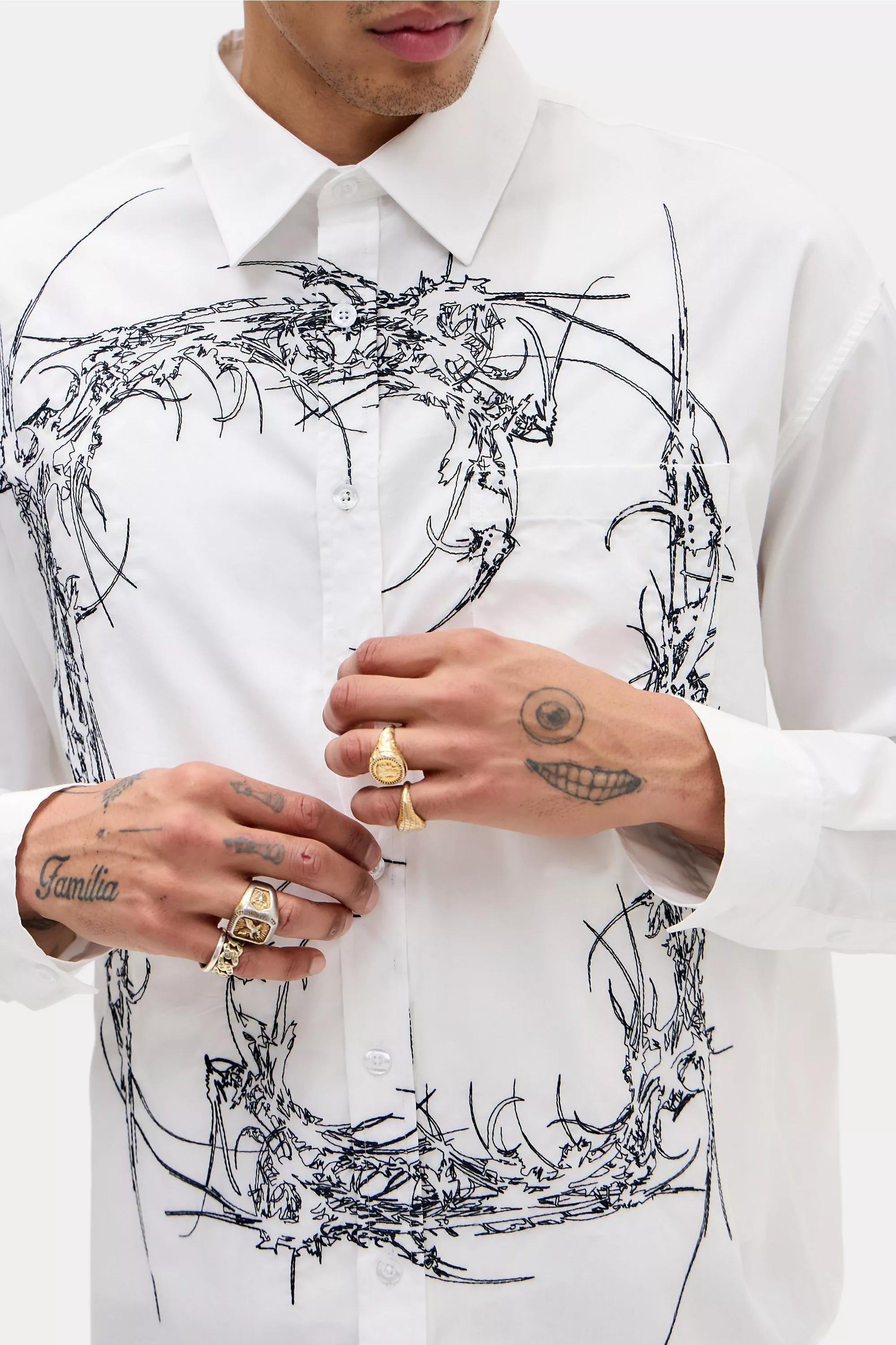 White Jaded London Opaque Embroidered Shirt, WHT, large image number 2