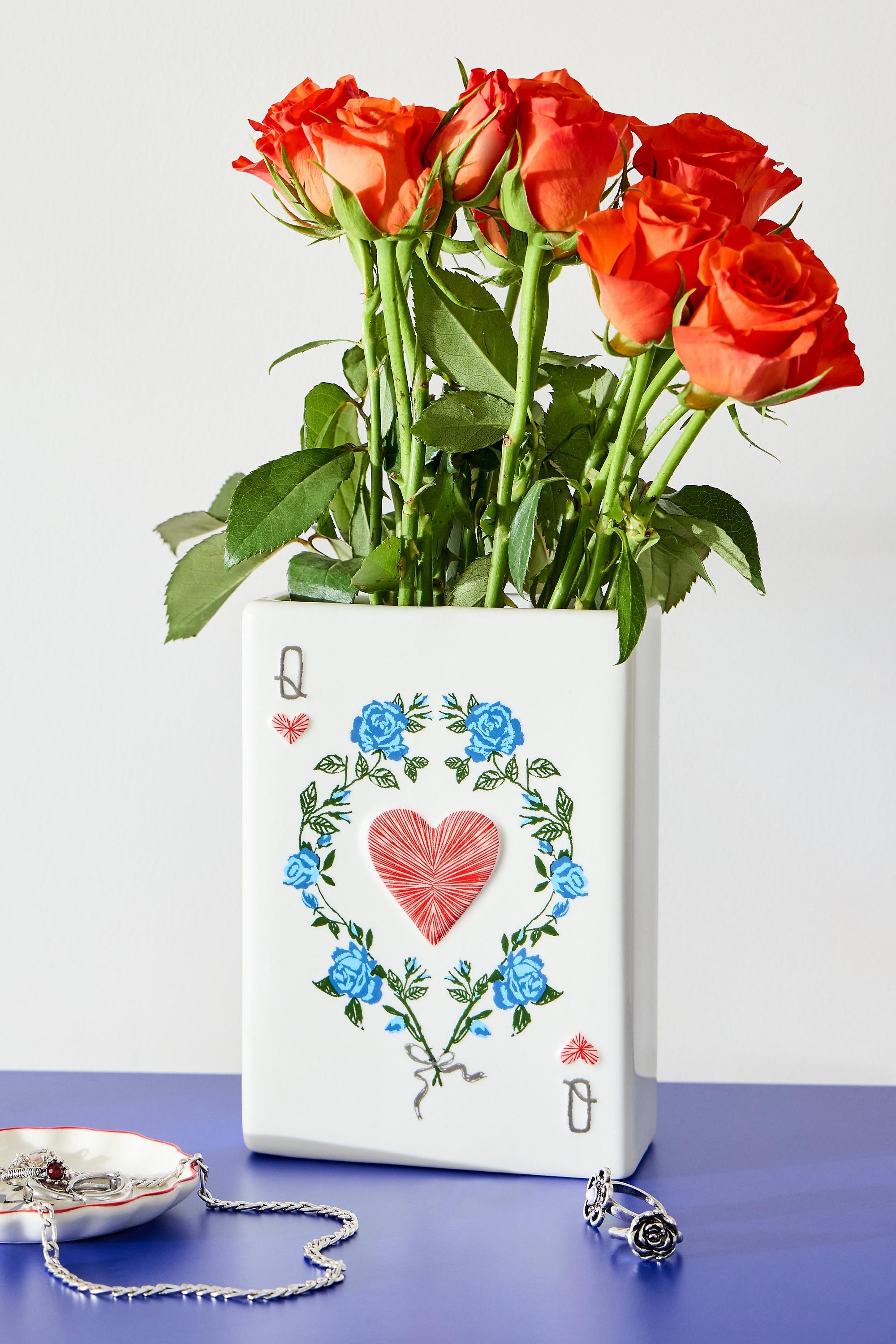WHITE Card Suit Vase, WHT, medium