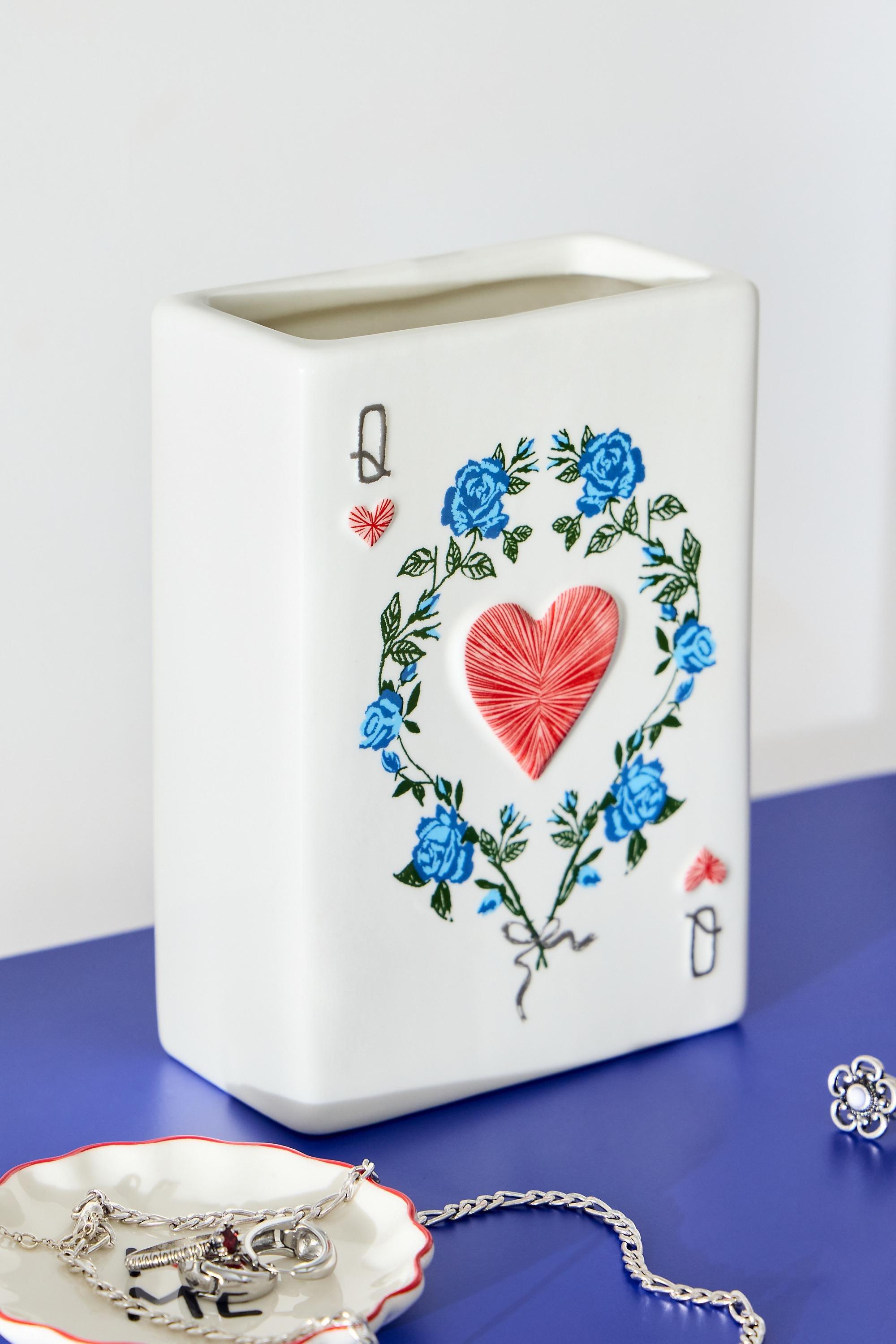 WHITE Card Suit Vase, WHT, medium