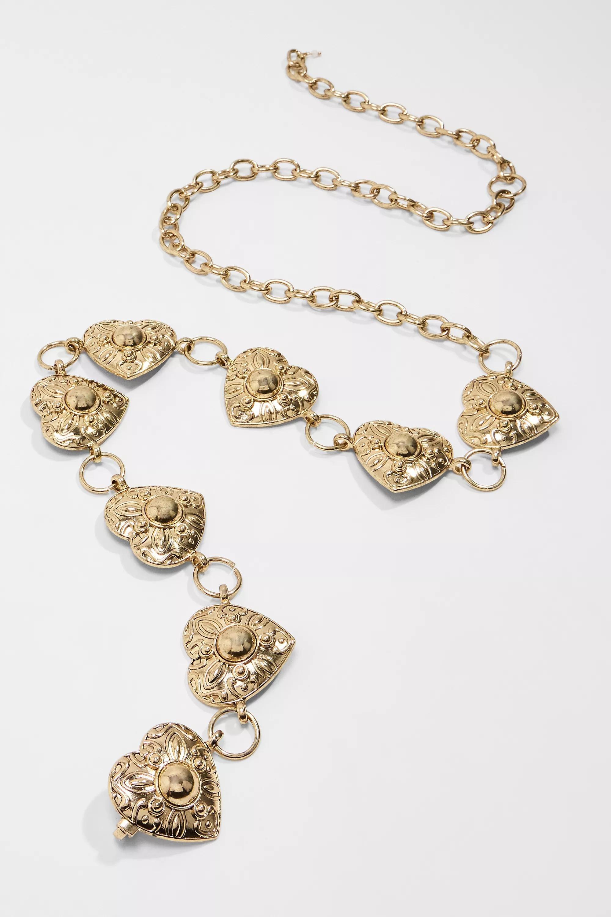 Urban Outfitters Gold Uo Chunky Heart Chain Belt Azadea UAE — free download