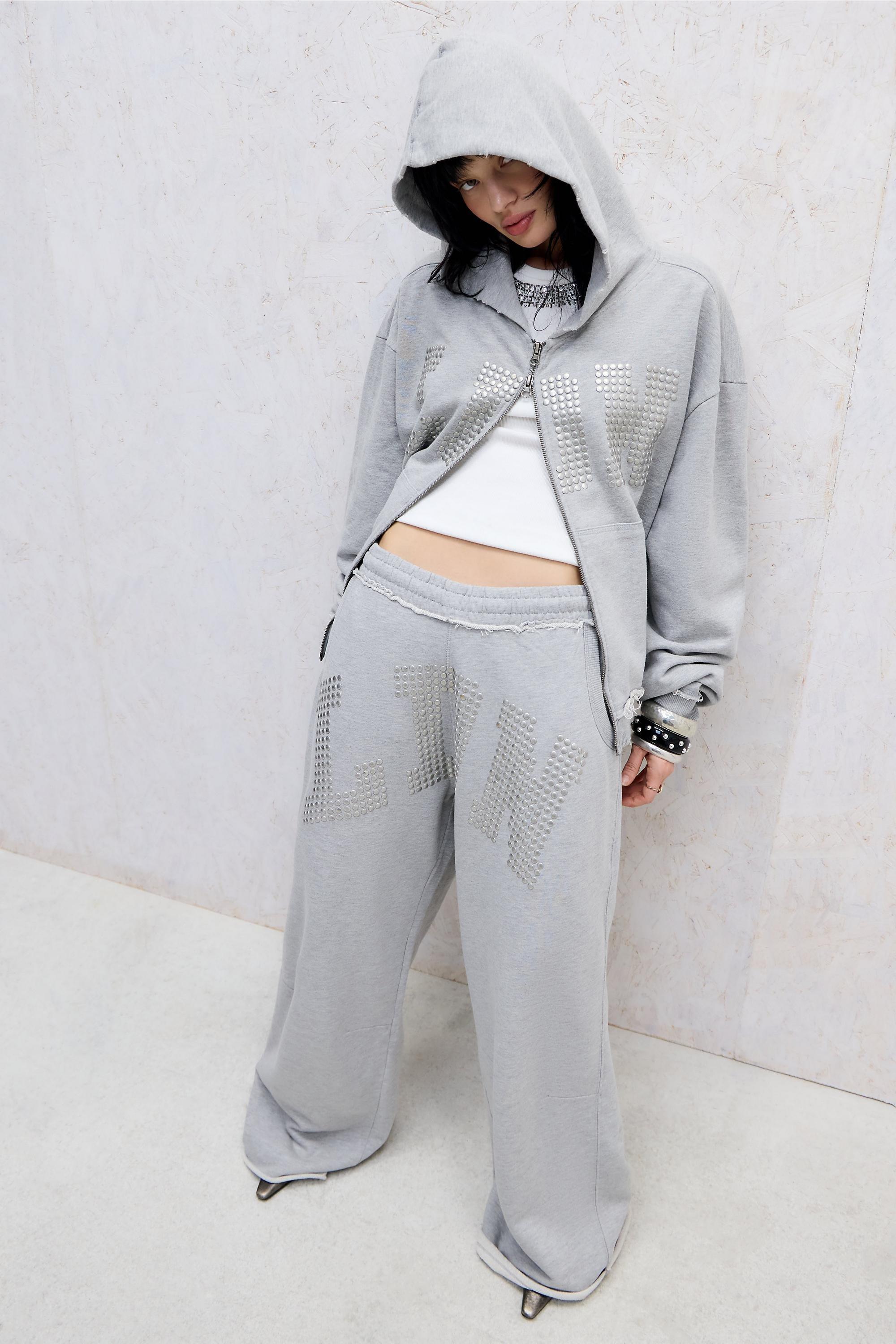 Grey Jaded London Ldn Stud Monster Joggers, GREY, large image number 3