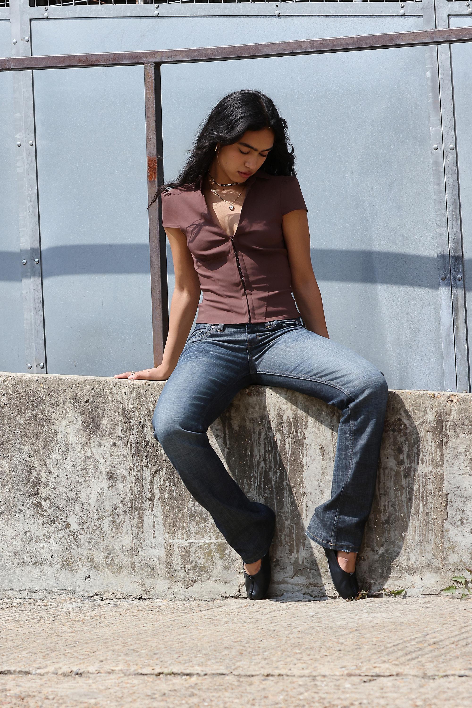 Brown Silence + Noise Harley Shirt, BRN, medium