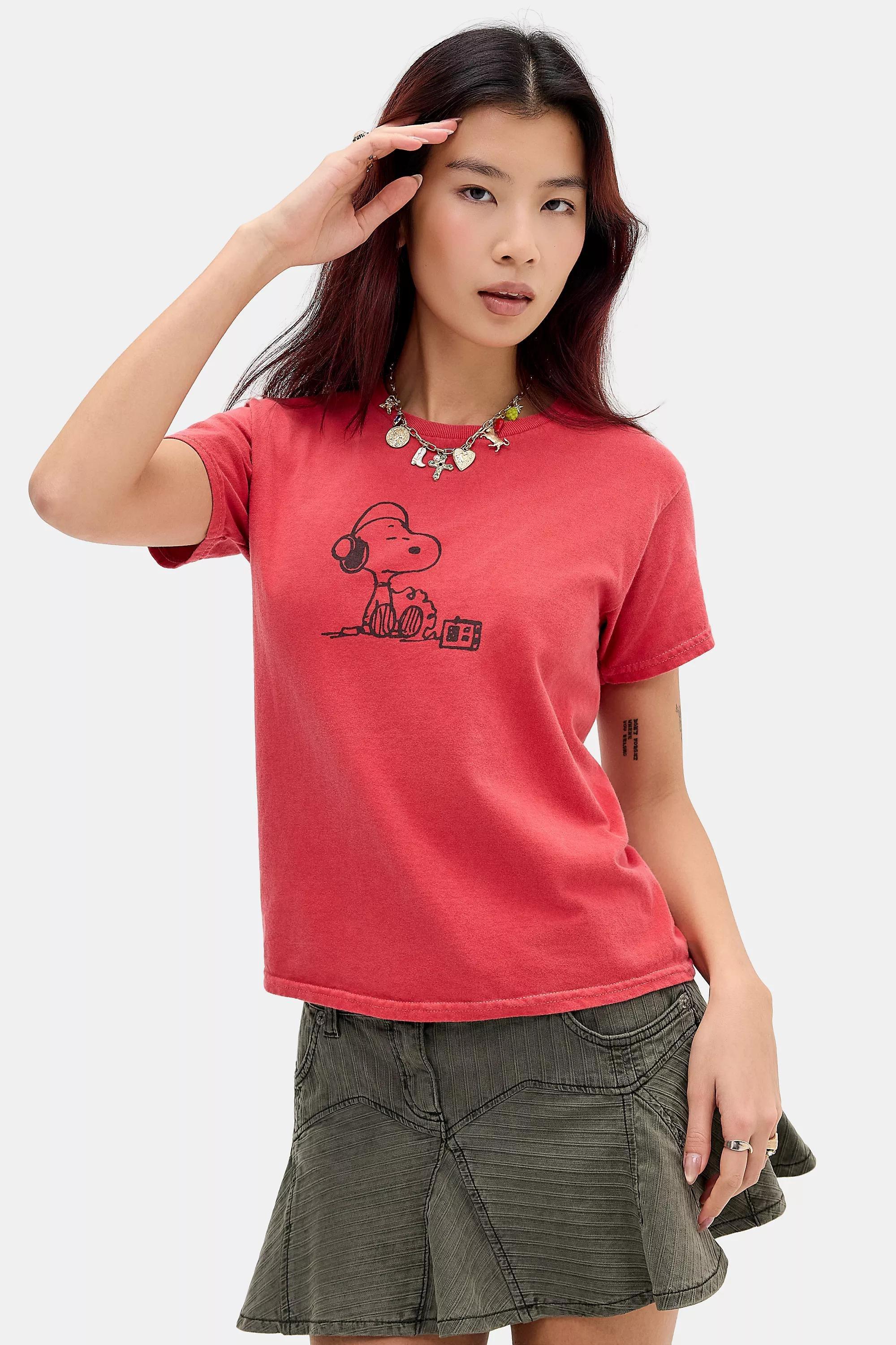 Red Uo Dj Snoopy Relaxed T-Shirt, RED, medium