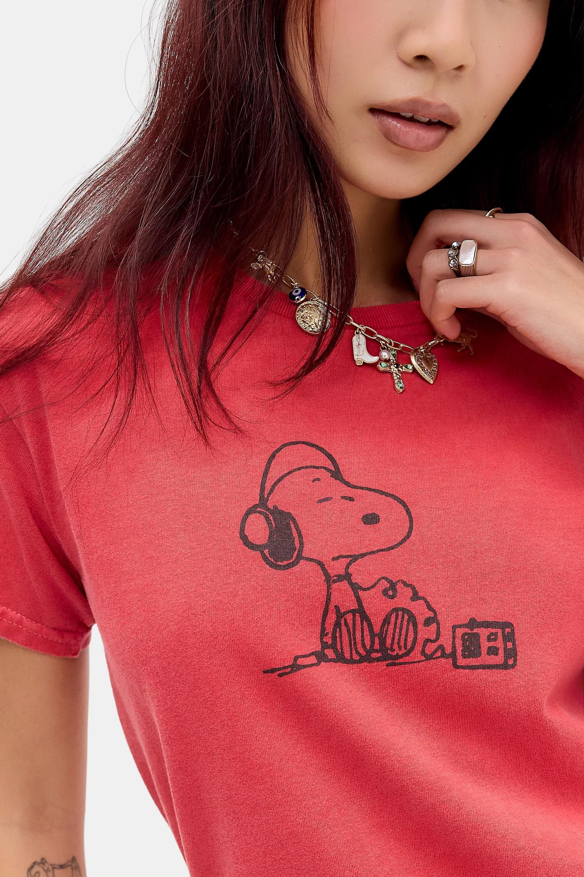 Red Uo Dj Snoopy Relaxed T-Shirt, RED, medium
