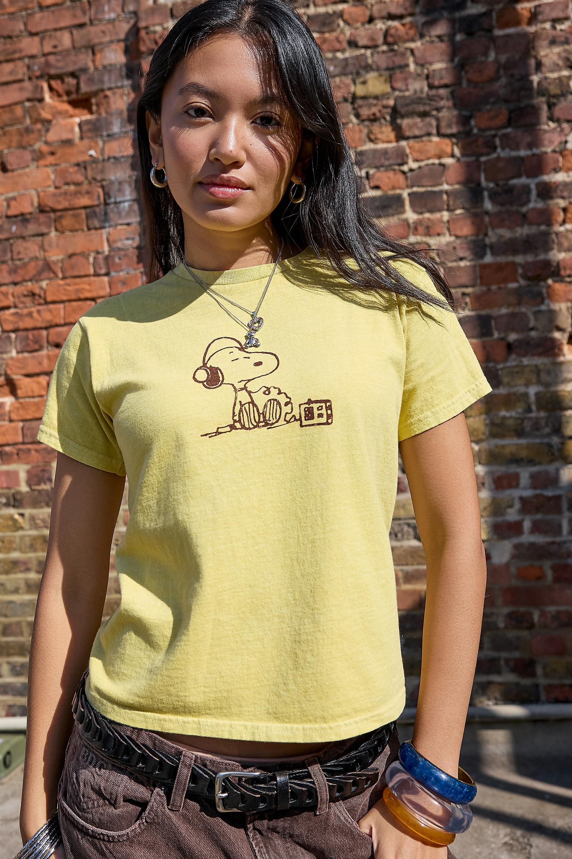 Yellow Uo Dj Snoopy Relaxed T-Shirt, YEL, medium