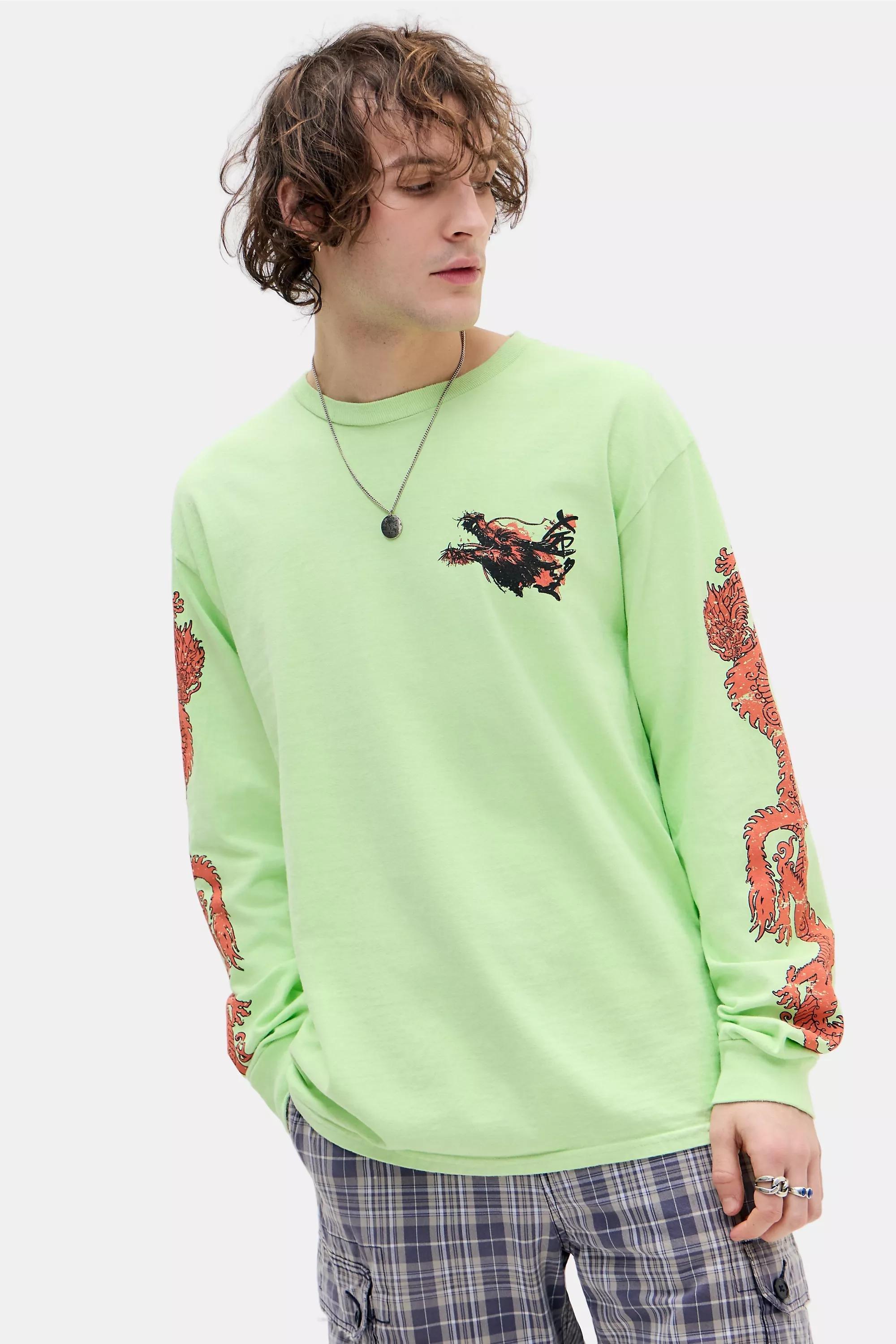 Yellow Uo Graphic Long Sleeve T-Shirt, LIM, medium