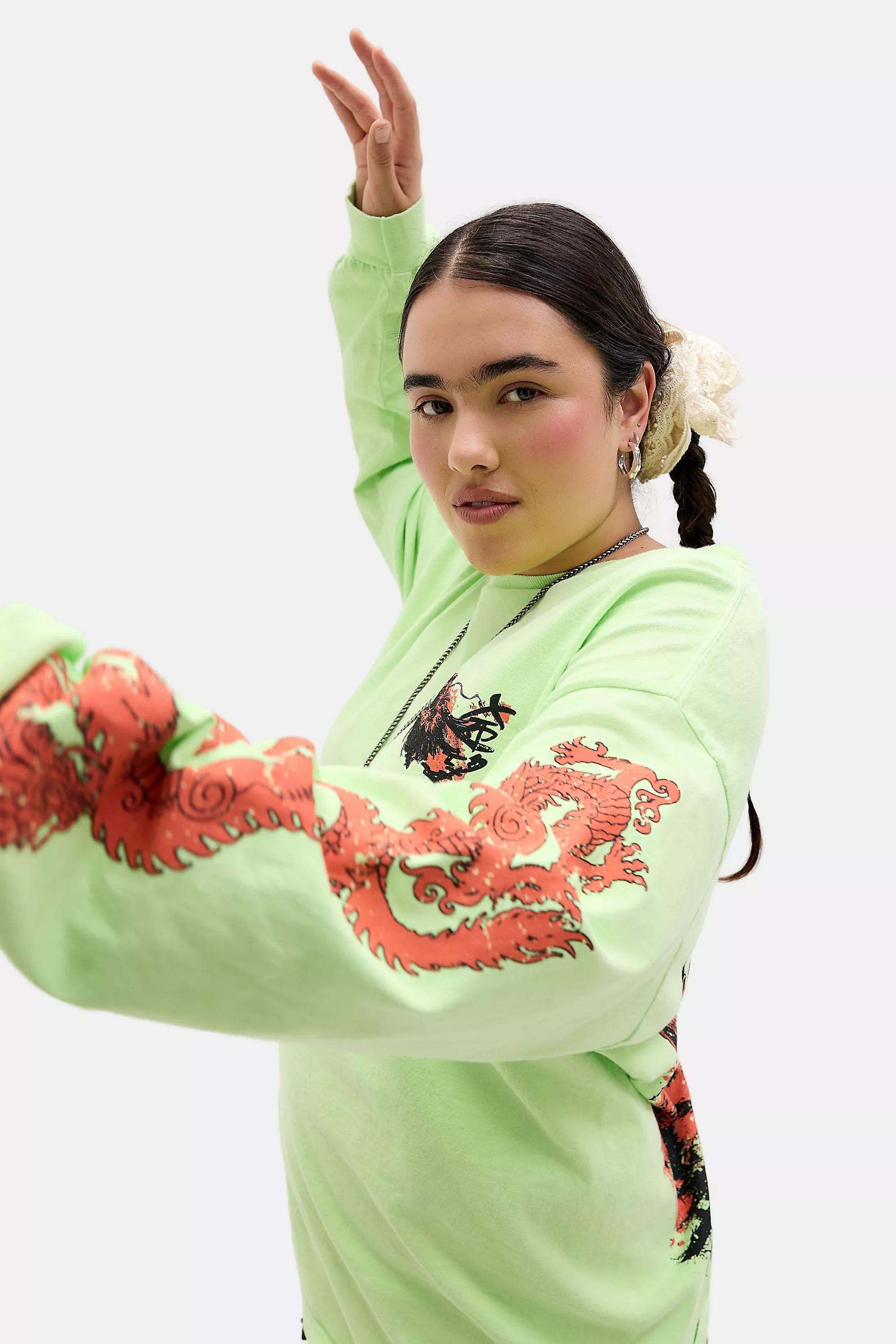 Yellow Uo Graphic Long Sleeve T-Shirt, LIM, large image number 4