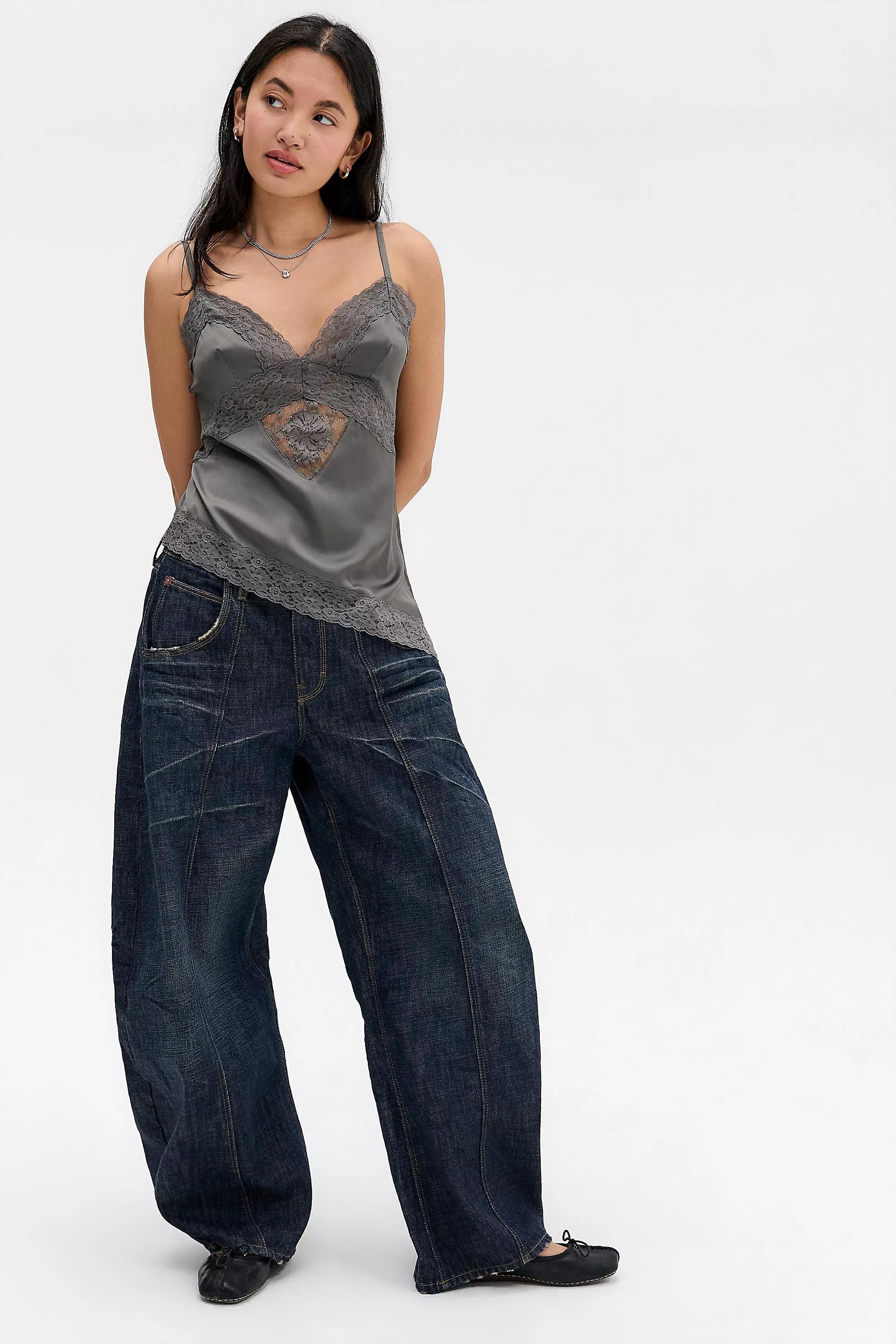 Grey Grey Out From Under Asymmetric Satin Tank Top Top, D GR, medium