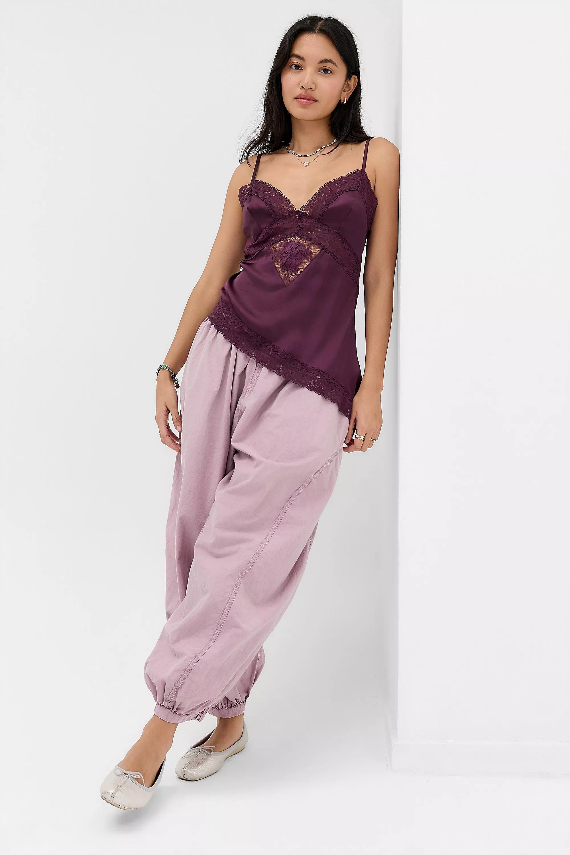 Purple Out From Under Asymmetric Satin Tank Top Top, D PP, large image number 1