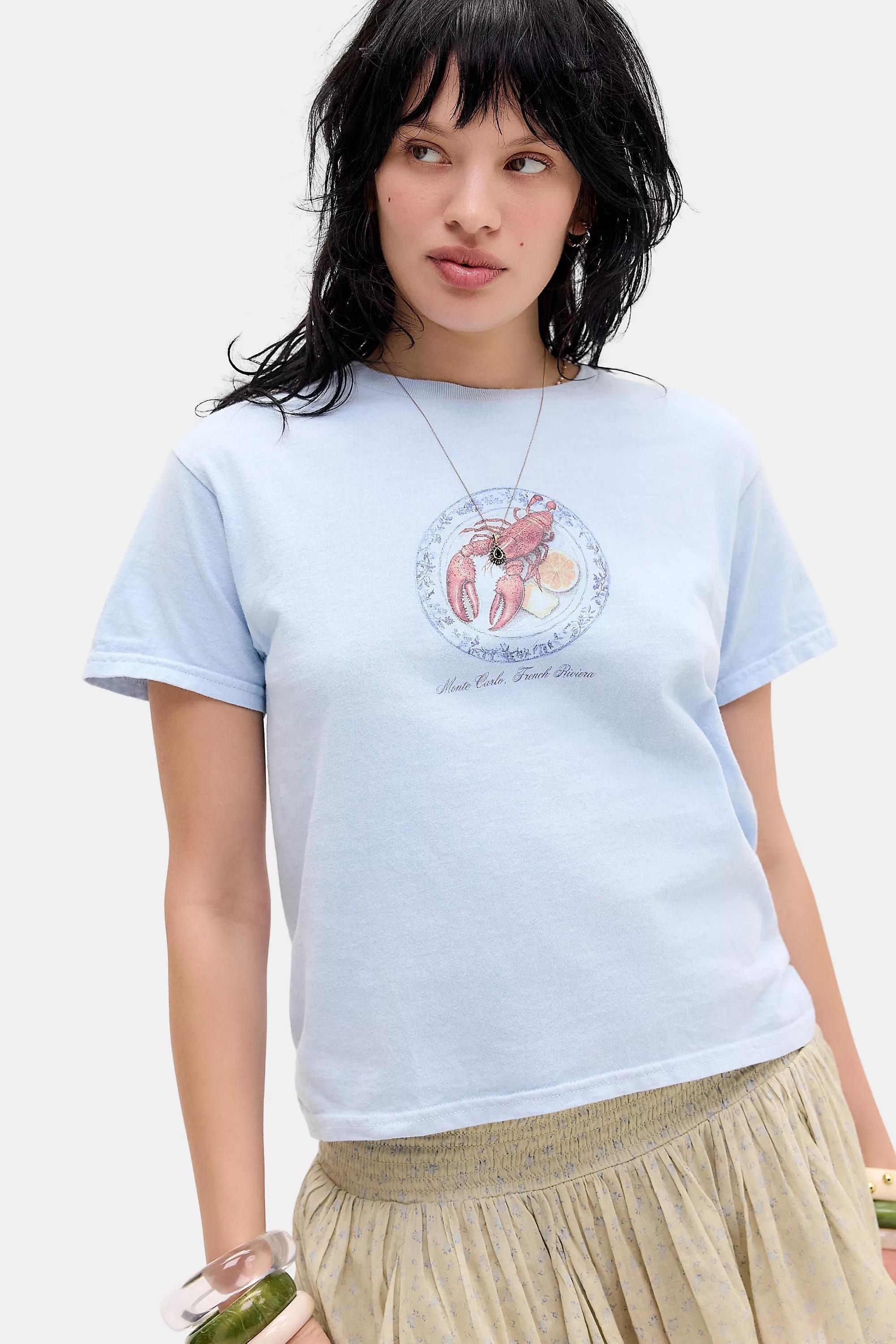 Blue Uo Lobster Plate Relaxed T-Shirt, BLUE, large image number 0