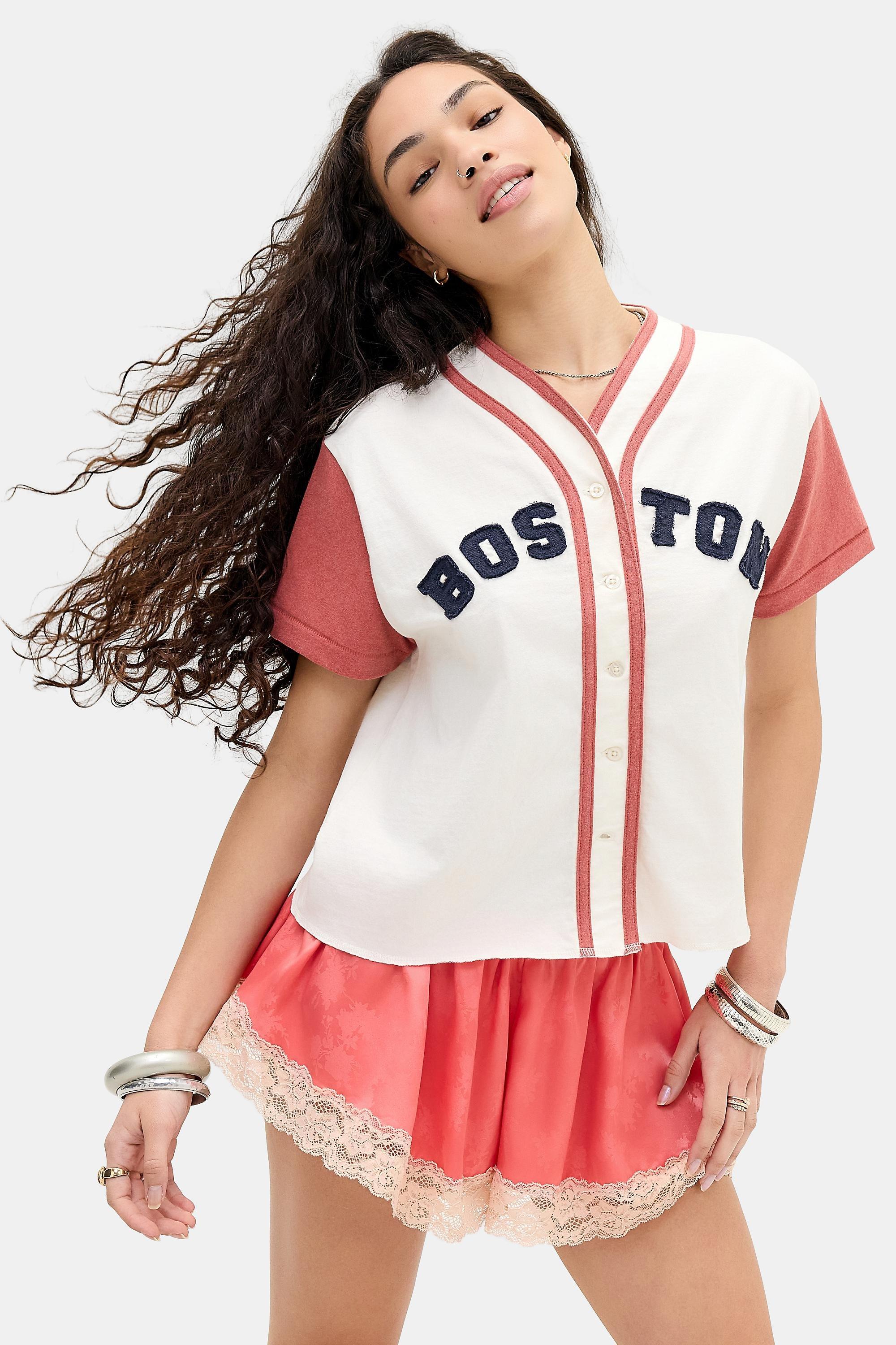 WHITE BDG Appliquأ&copy; Crop Baseball Shirt, WHT, large image number 1