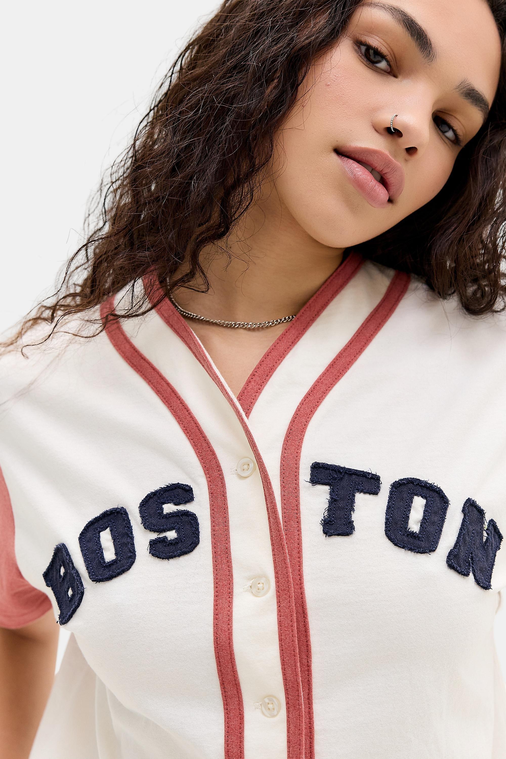 WHITE BDG Appliquأ&copy; Crop Baseball Shirt, WHT, large image number 3