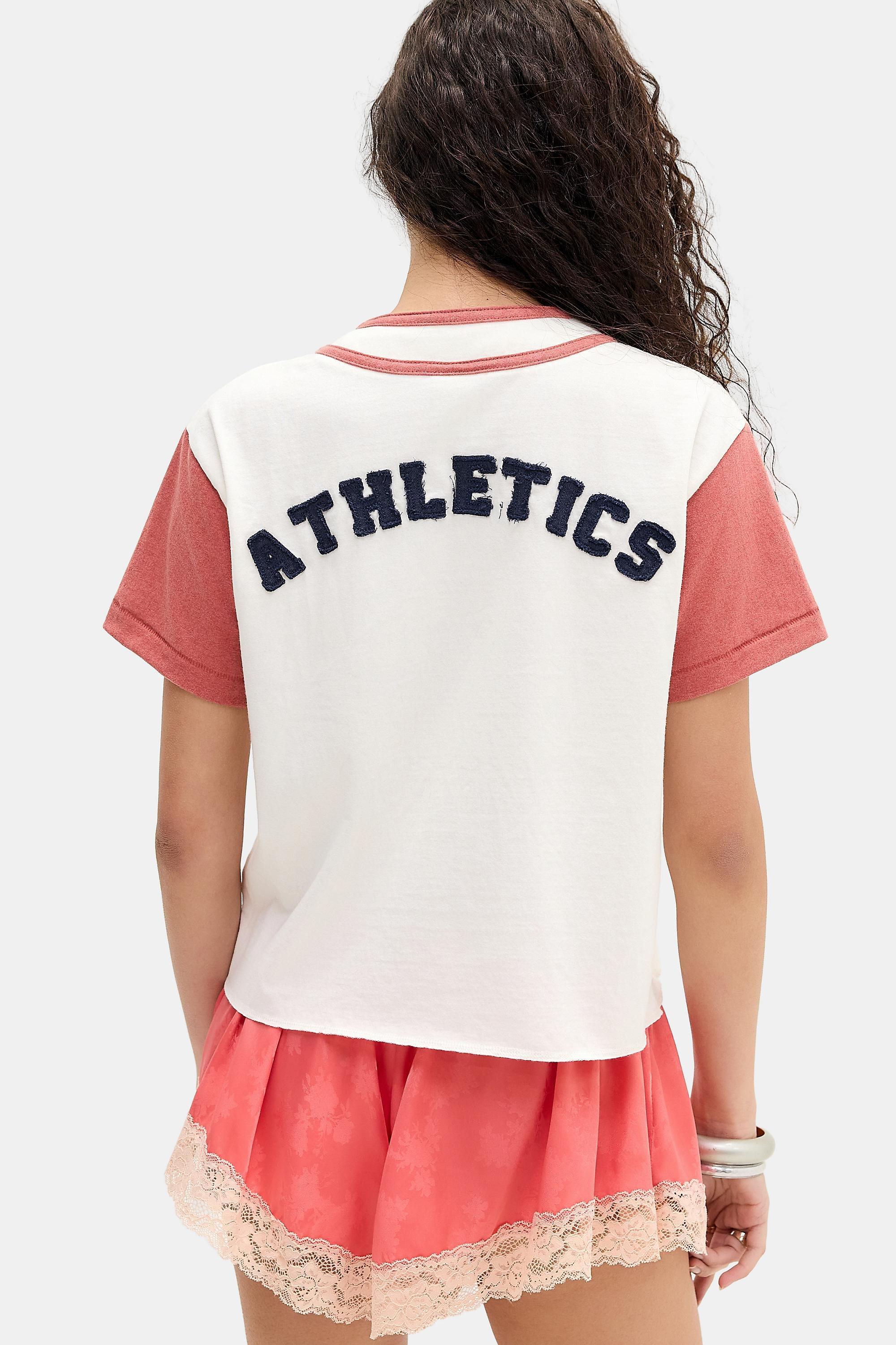 WHITE BDG Appliquأ&copy; Crop Baseball Shirt, WHT, large image number 4