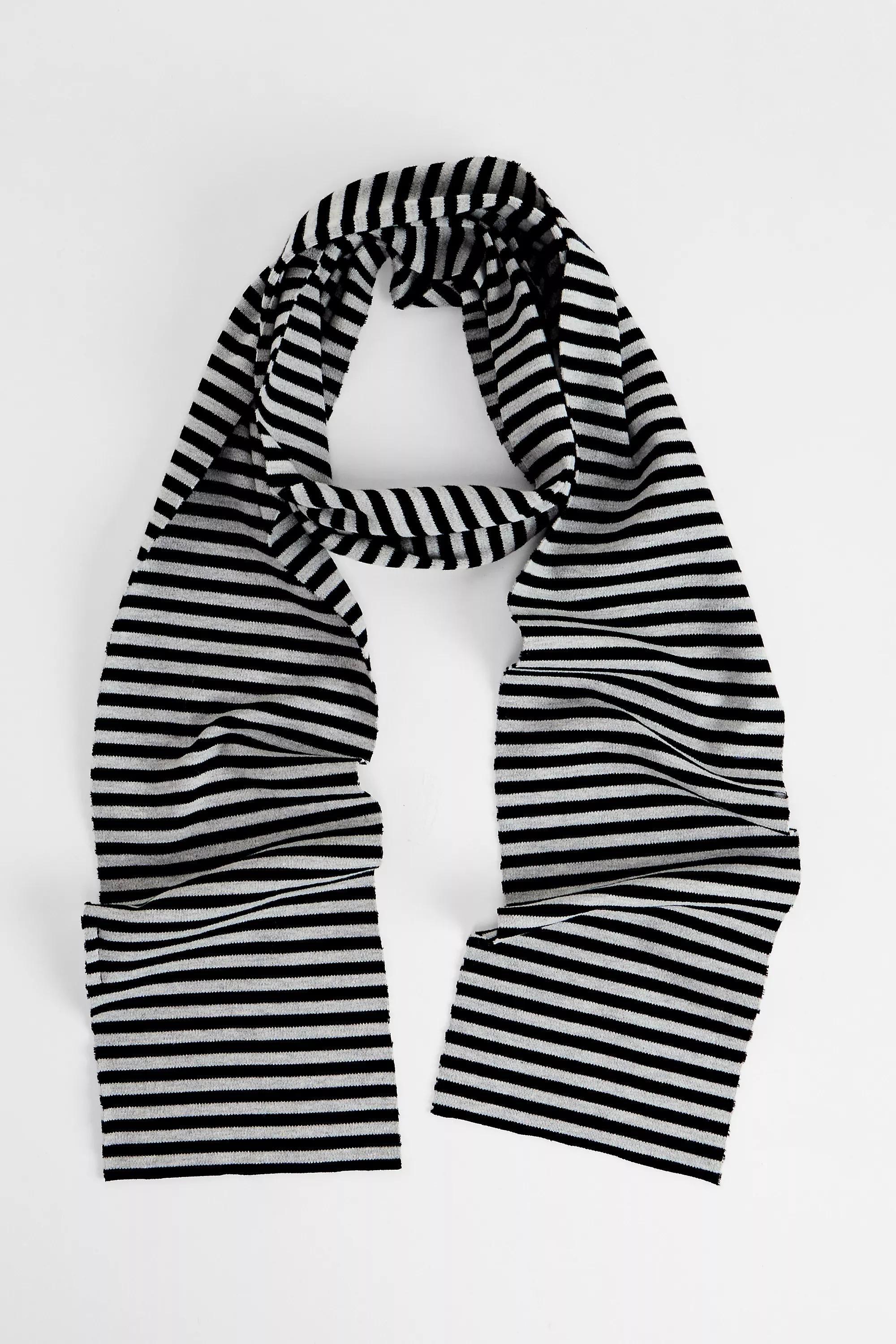 Grey Uo Jessica Skinny Stripe Scarf, GREY, large image number 1