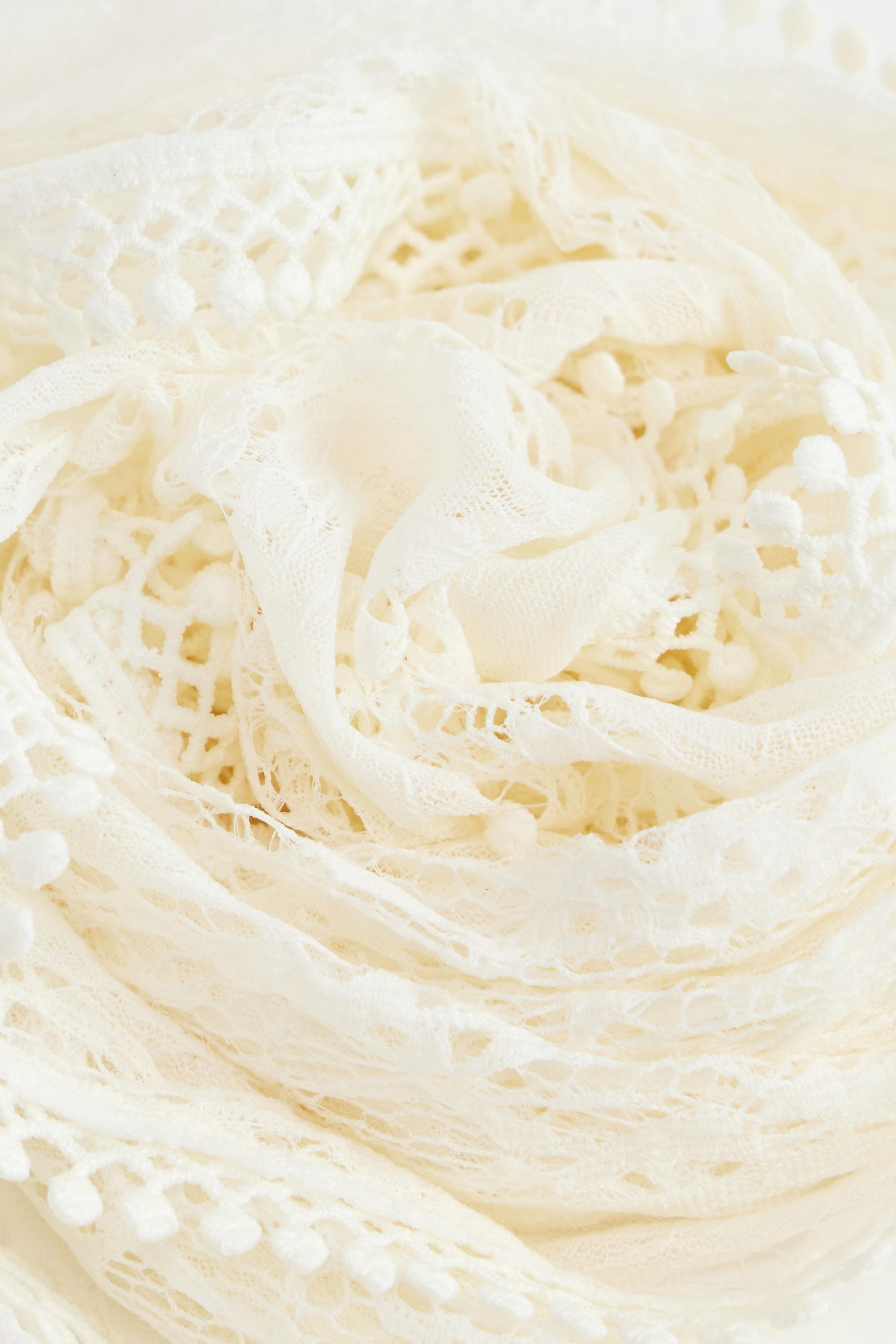 CREAM UO Lace Tassle Skinny Scarf, CREME, large image number 2