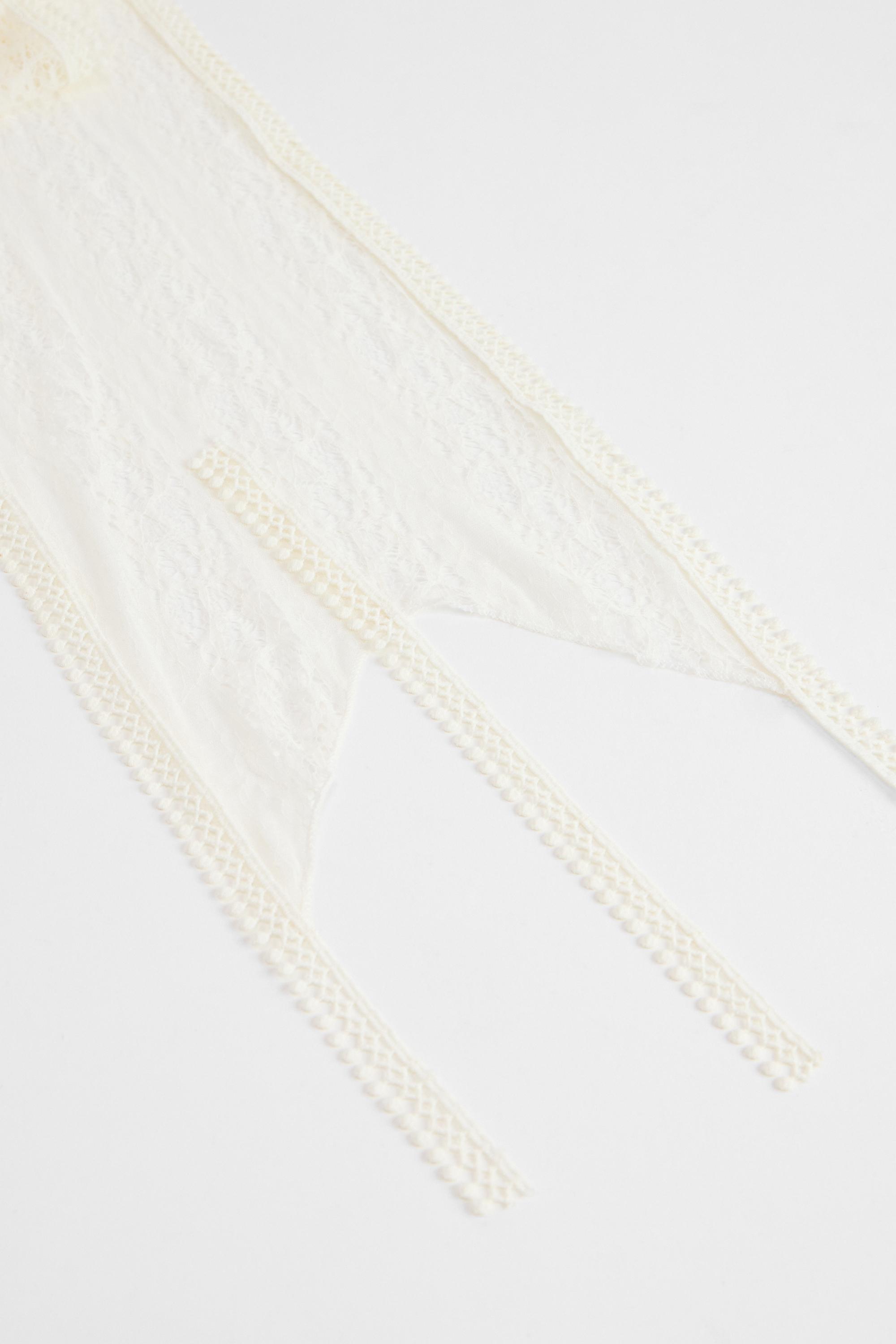 White UO Lace Tassel Skinny Scarf, CREME, large image number 5