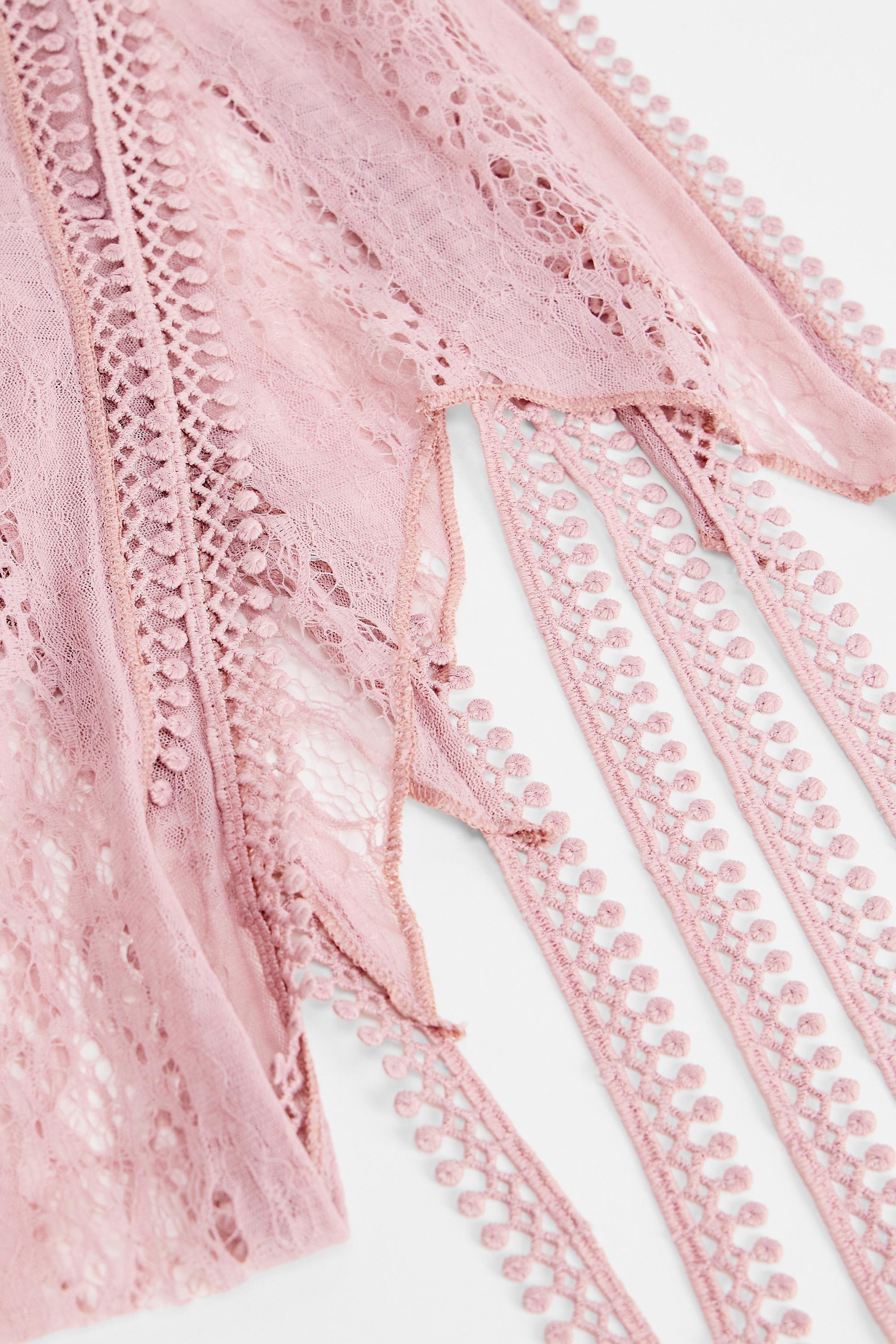 PINK UO Lace Tassle Skinny Scarf, PINK, large image number 3