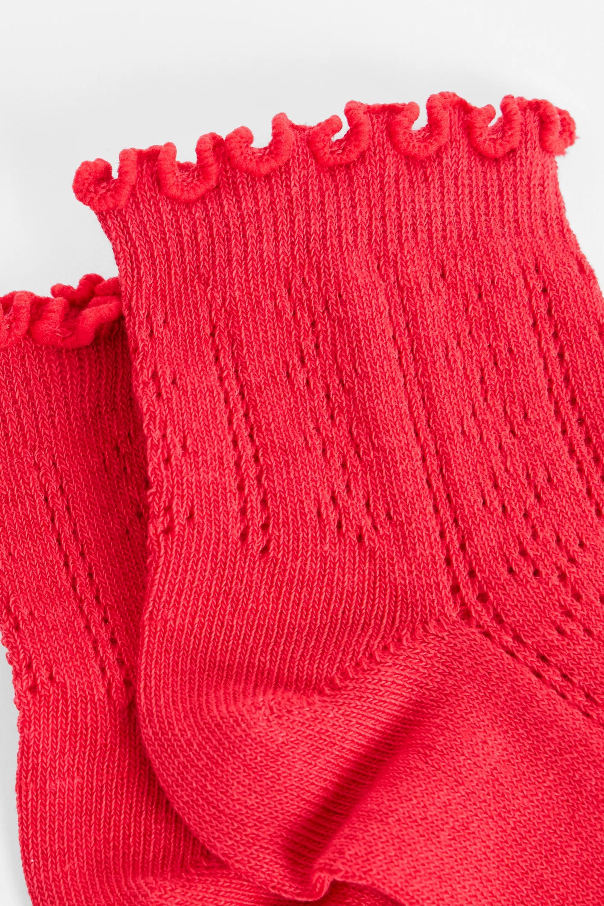 Red Out From Under Pointelle Lettuce Edge Socks, RED, large image number 2