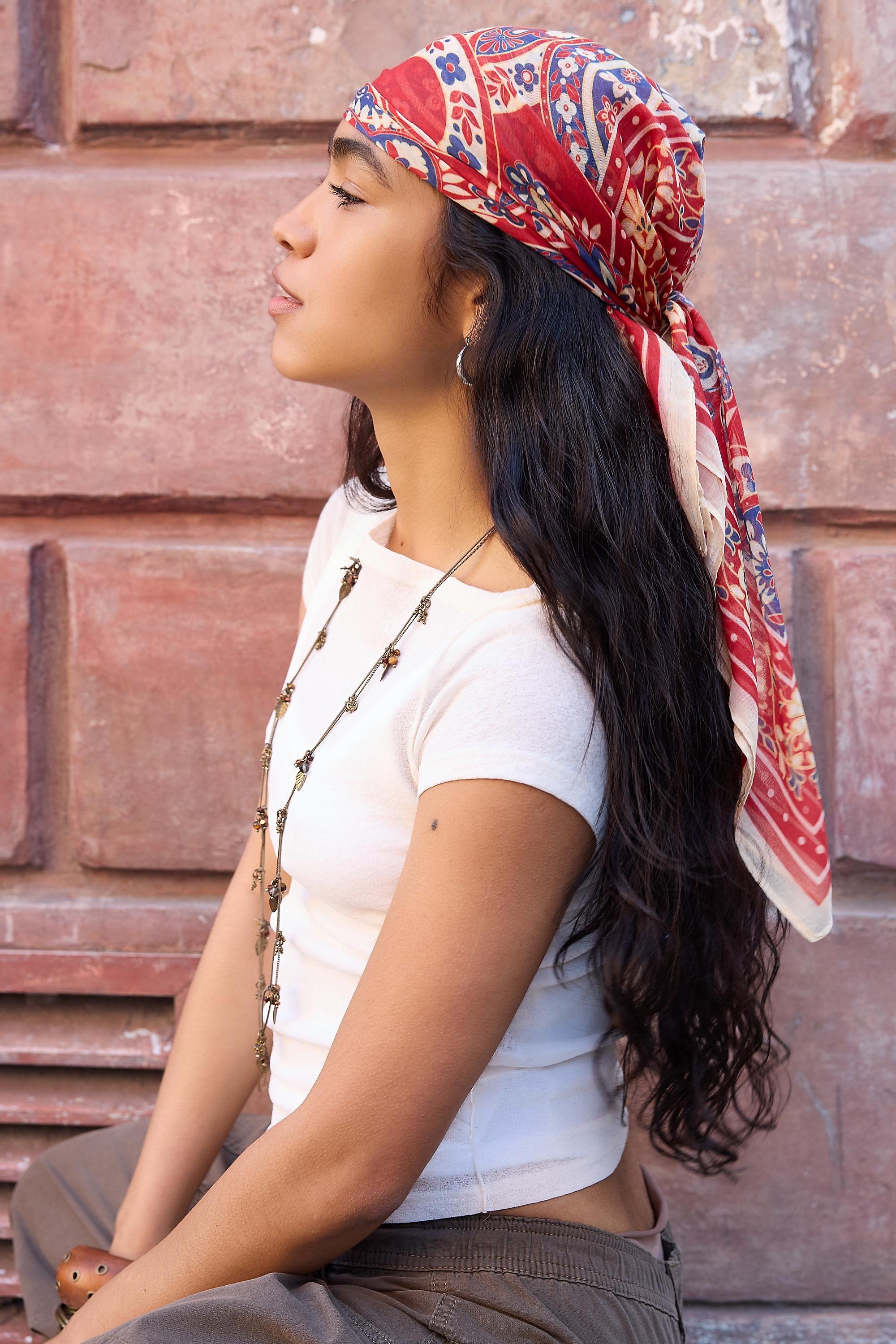 Red Uo Red Paisley Voile Scarf, RED, medium