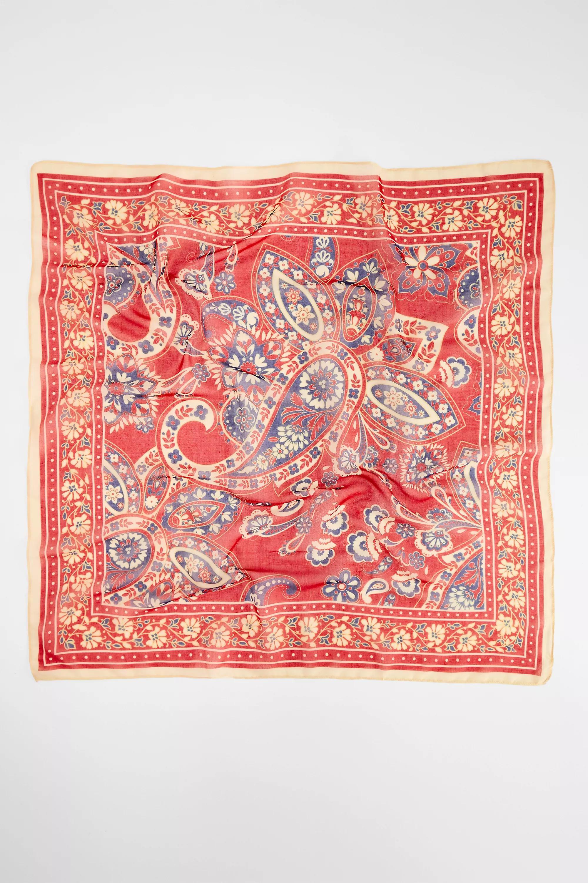 Red Uo Red Paisley Voile Scarf, RED, medium