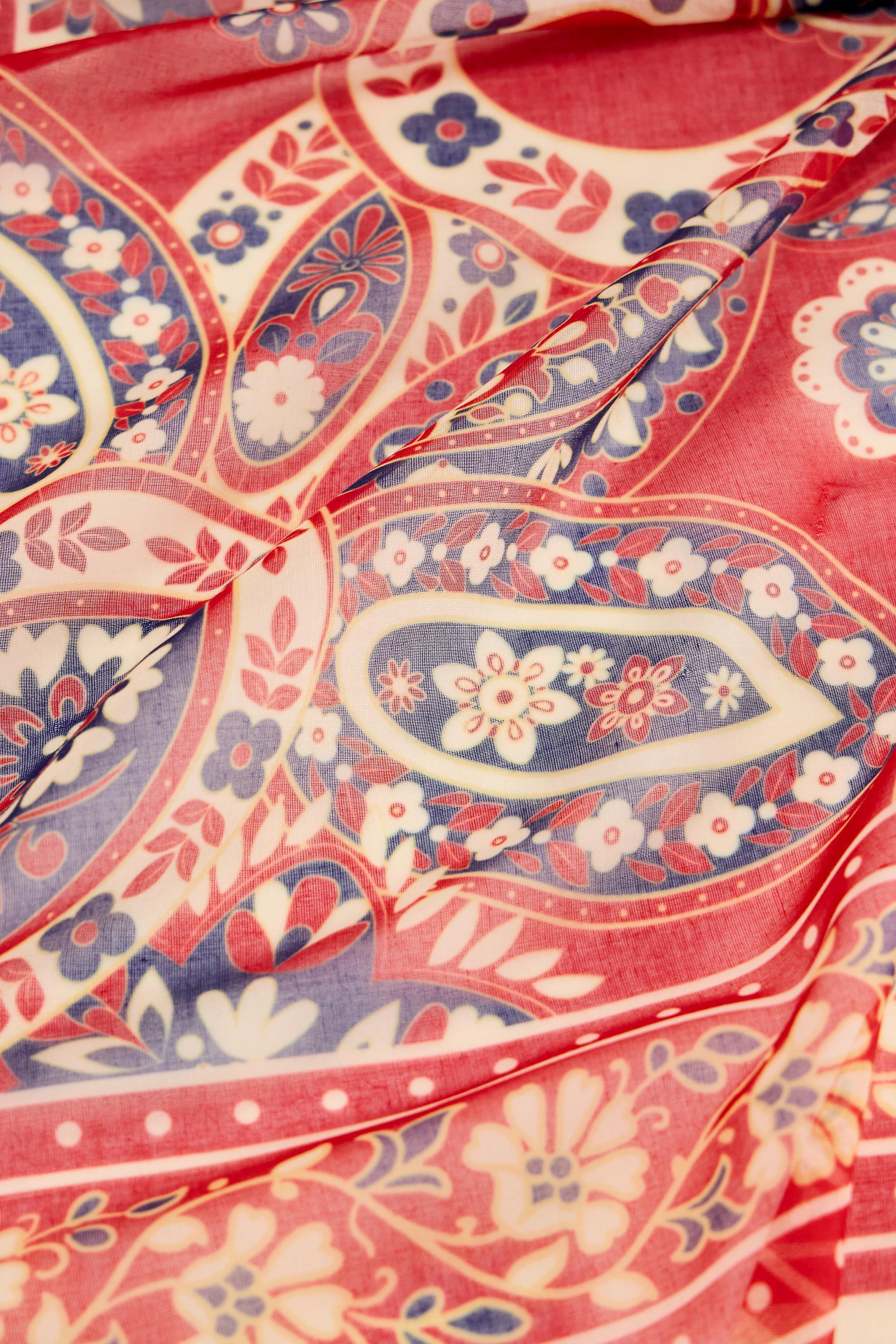 Red Uo Red Paisley Voile Scarf, RED, large image number 4