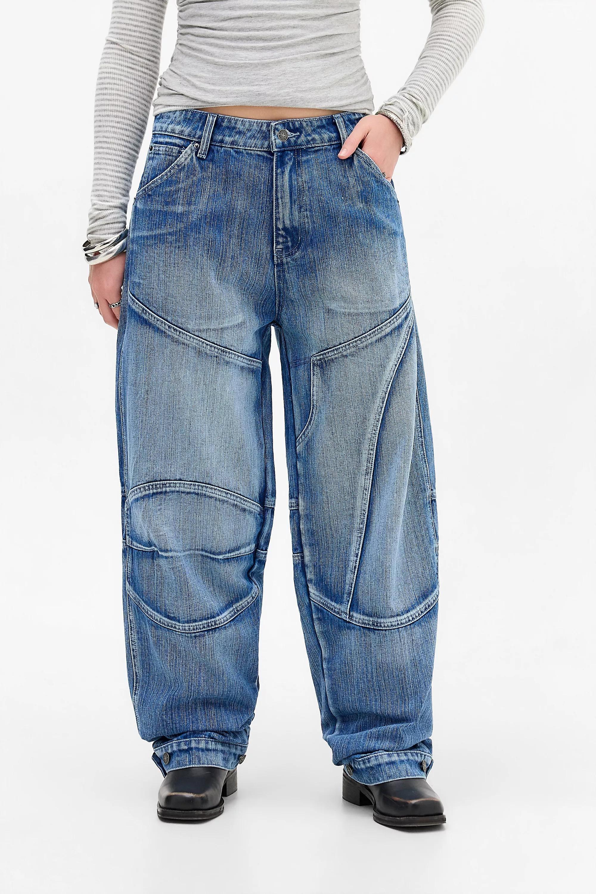 BLUE Jaded London Zae Sonic Panelled Low Rise Baggy Jeans, BLUE, medium