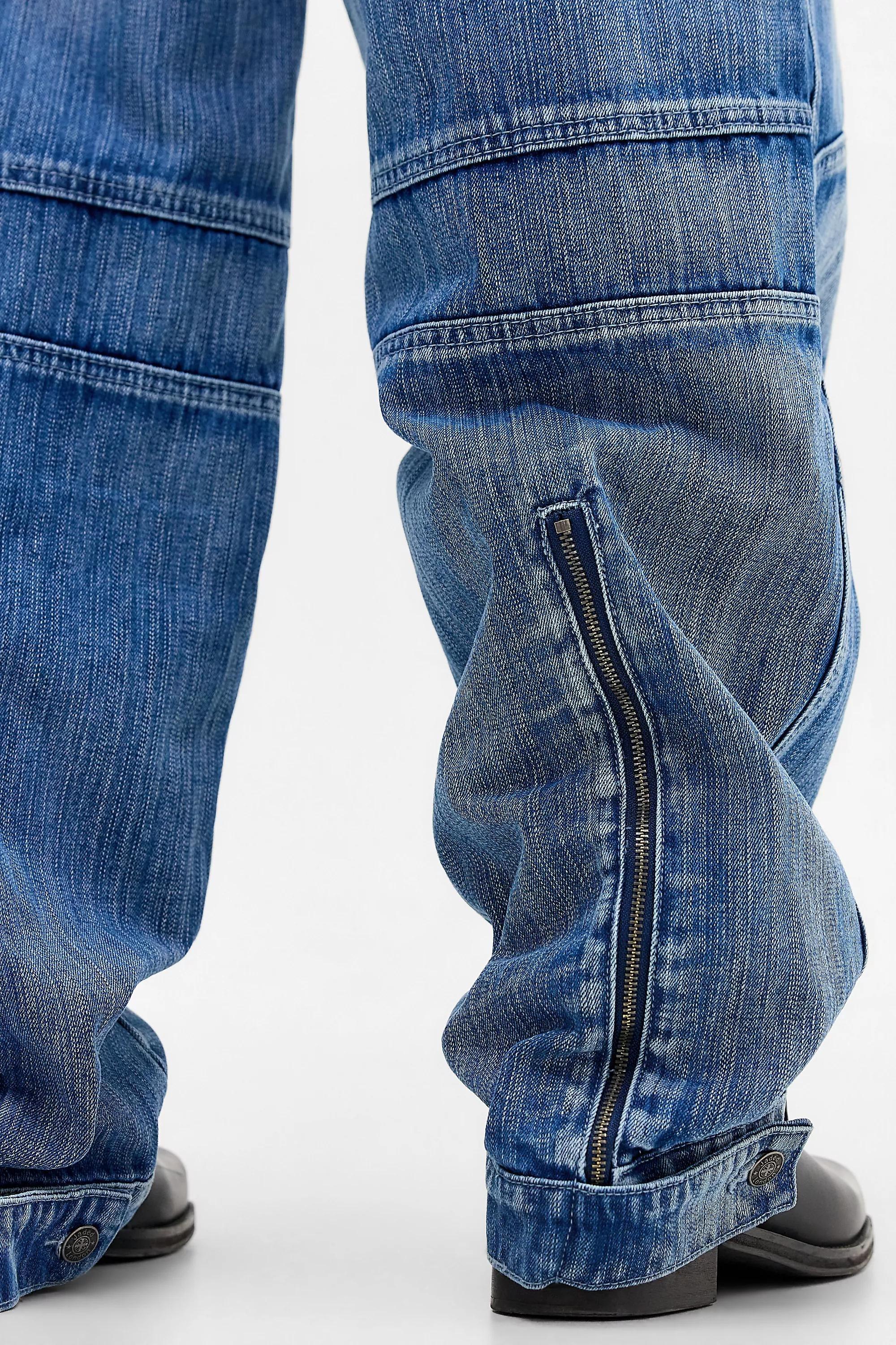 BLUE Jaded London Zae Sonic Panelled Low Rise Baggy Jeans, BLUE, large image number 3