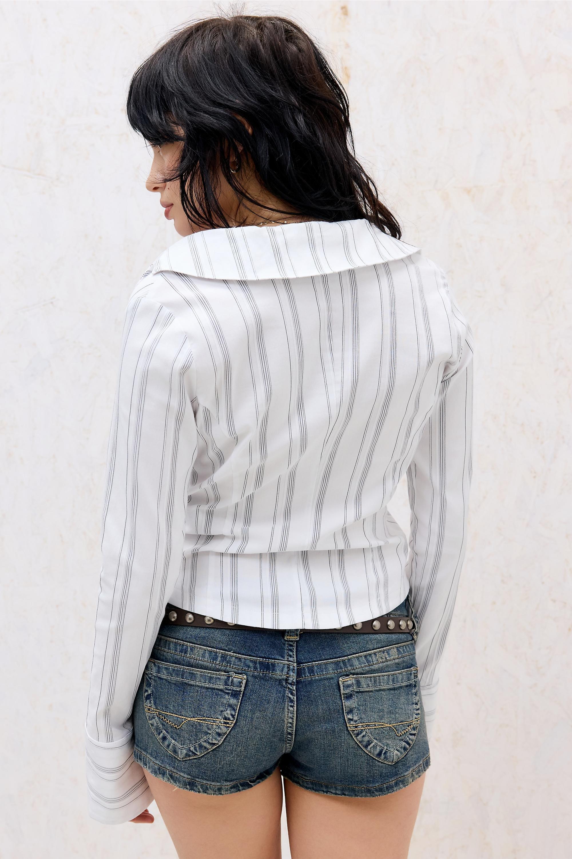 WHITE Silence + Noise Vix Asymmetric Shirt, WHT, large image number 3