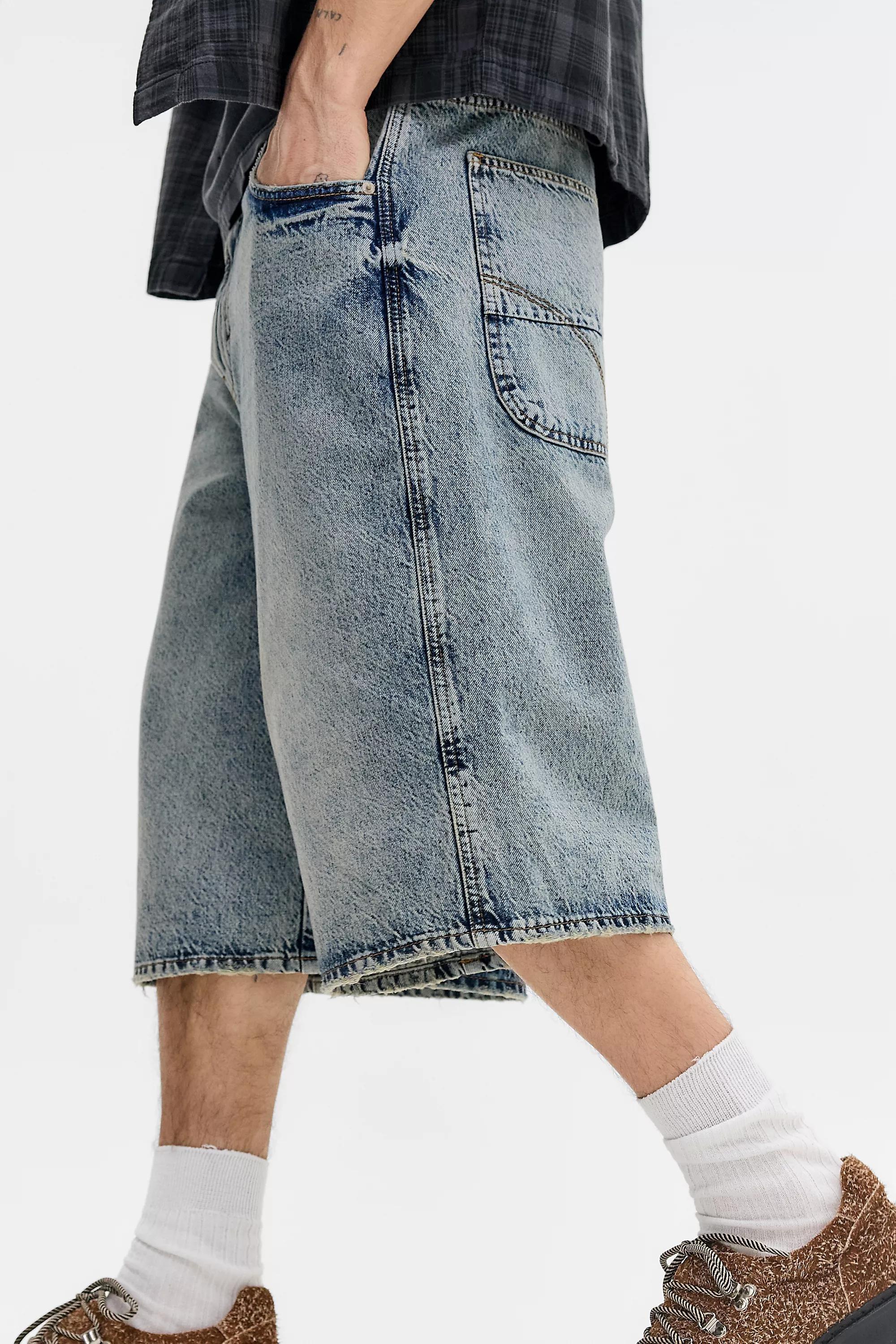BLUE BDG Neo Bleach Baked Skate Denim Shorts, BLUE, medium