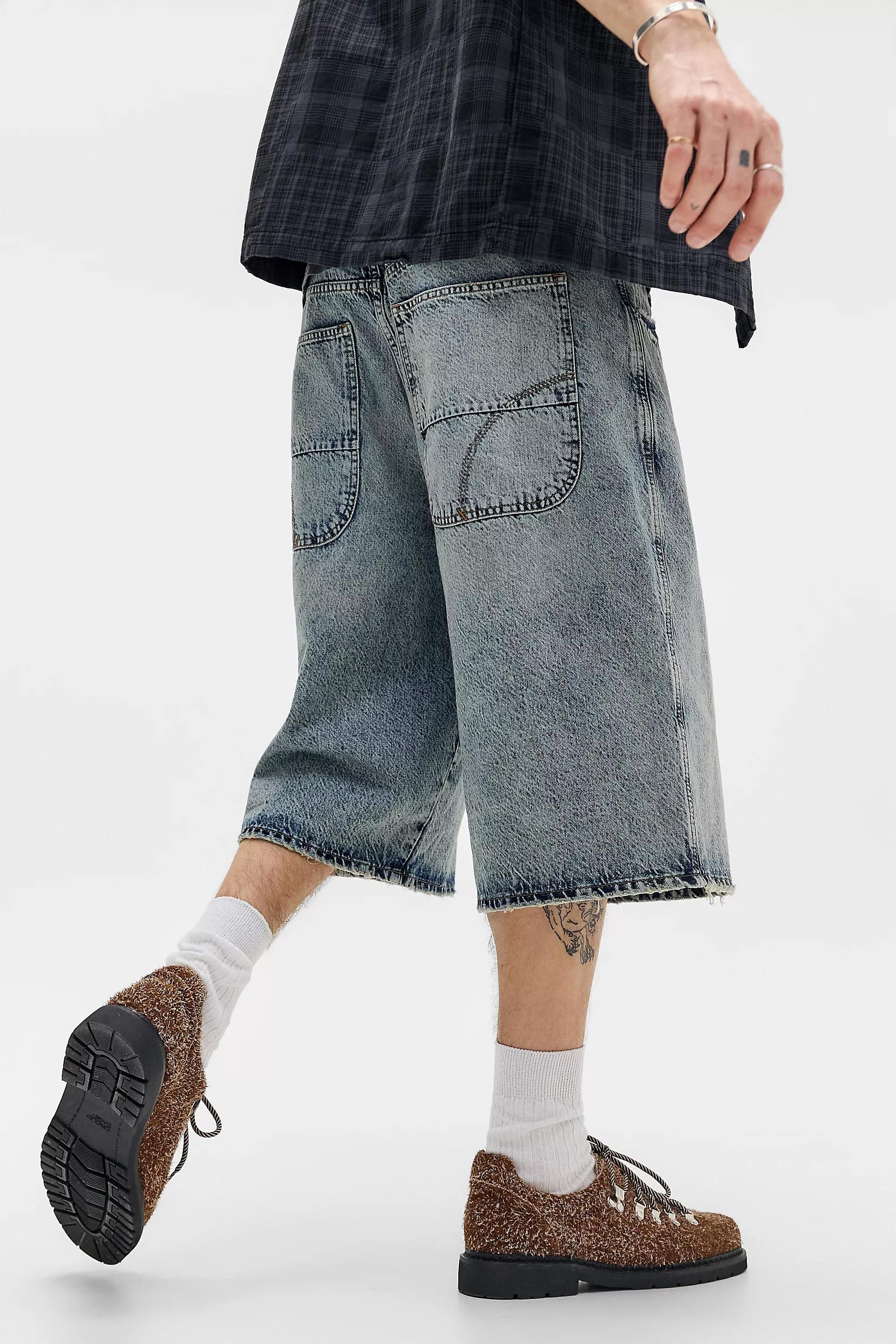 BLUE BDG Neo Bleach Baked Skate Denim Shorts, BLUE, large image number 3